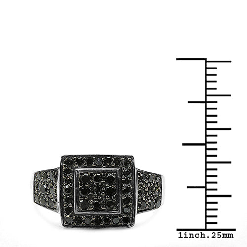 0.77 Carat Genuine Black Diamond .925 Sterling Silver Ring by Bids.com