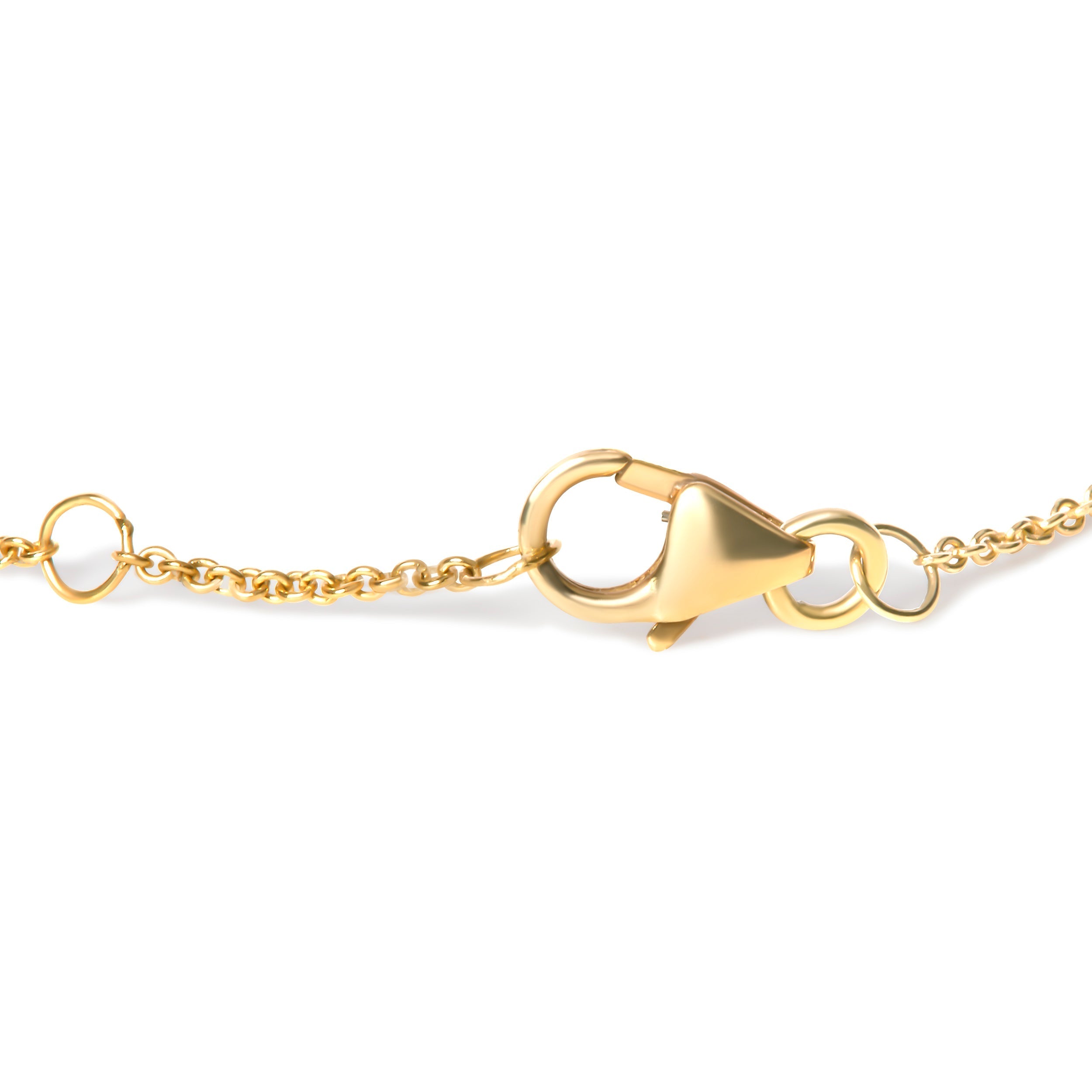 10K Yellow Gold Blue Sapphire and Diamond Accent Evil Eye Station Link Bracelet (H-I Color, I1-I2 Clarity) - Size 7" DestGlow