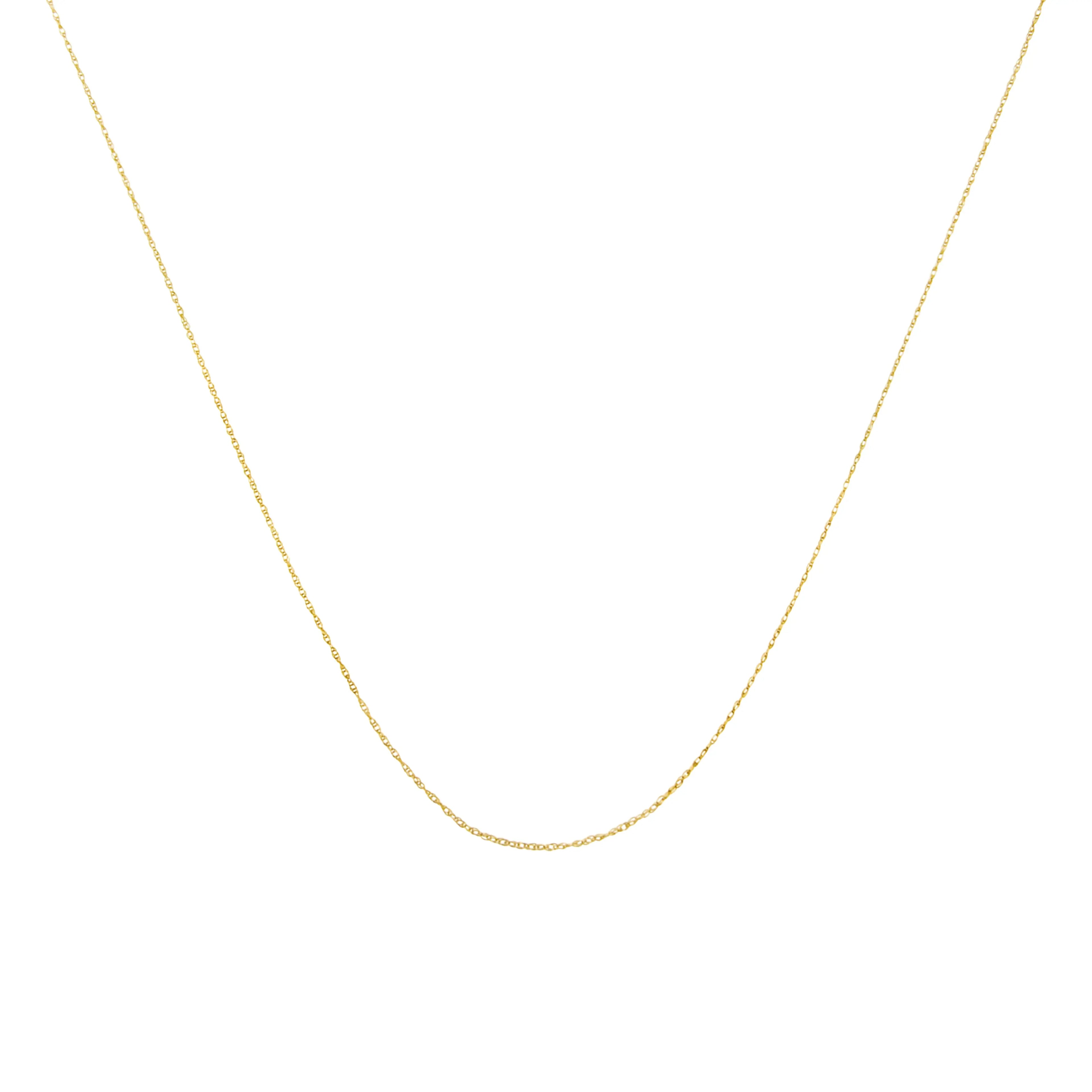 Solid 10K Yellow Gold 0.5mm Slim and Dainty Unisex 18" Rope Chain Necklace