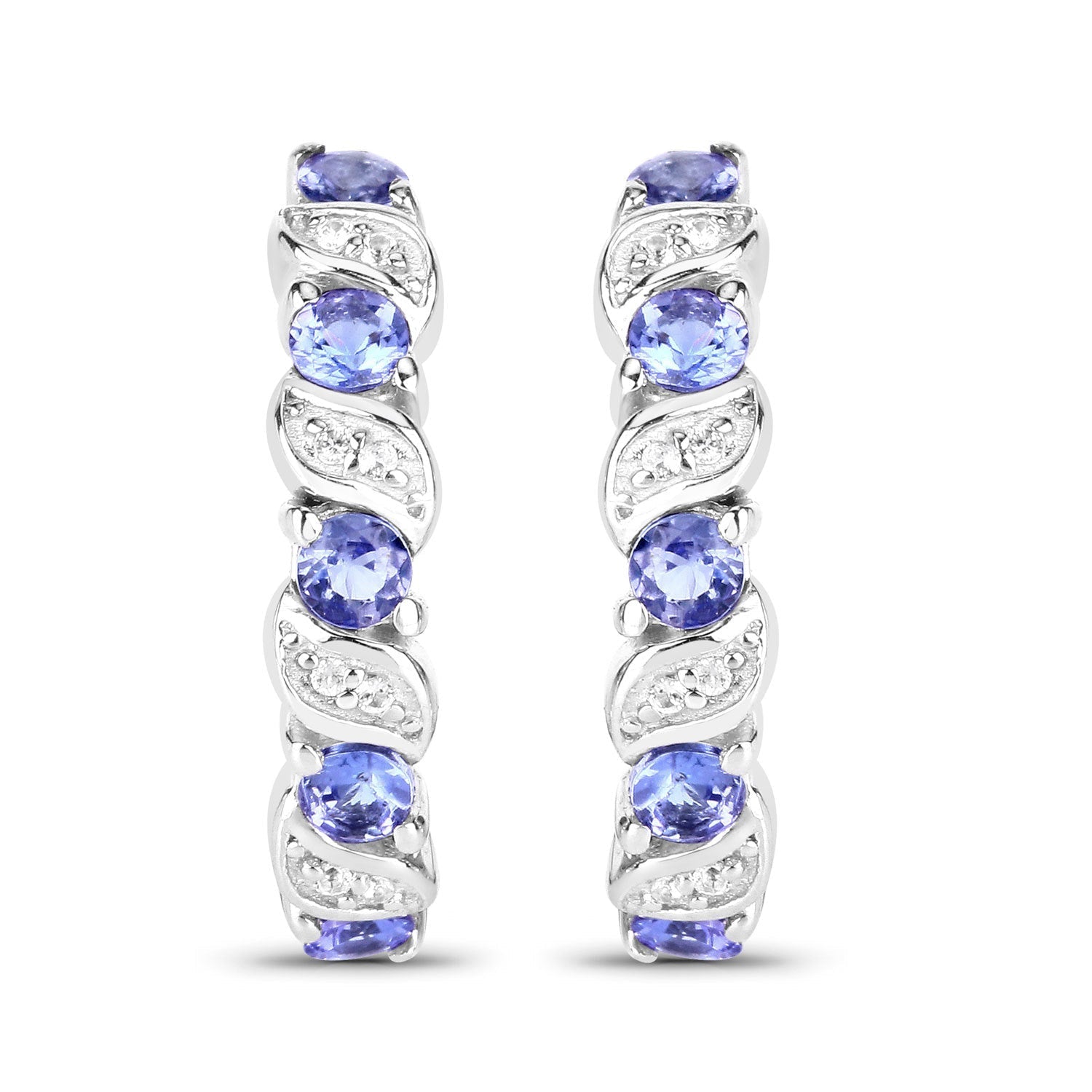 1.08 Carat Genuine Tanzanite and White Topaz .925 Sterling Silver Earrings DestGlow
