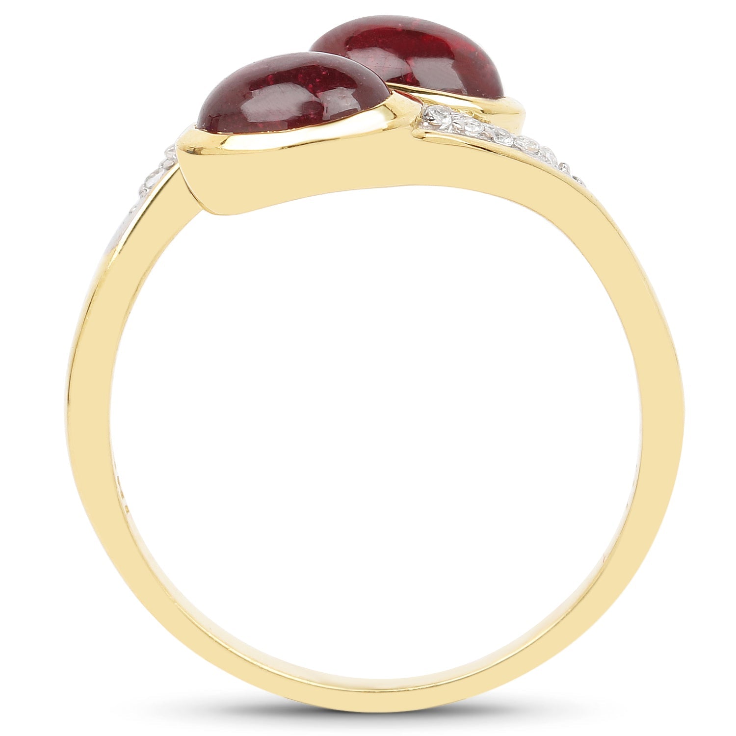 14K Yellow Gold Plated 2.38 Carat Glass Filled Ruby and White Topaz .925 Sterling Silver Ring by Bids.com