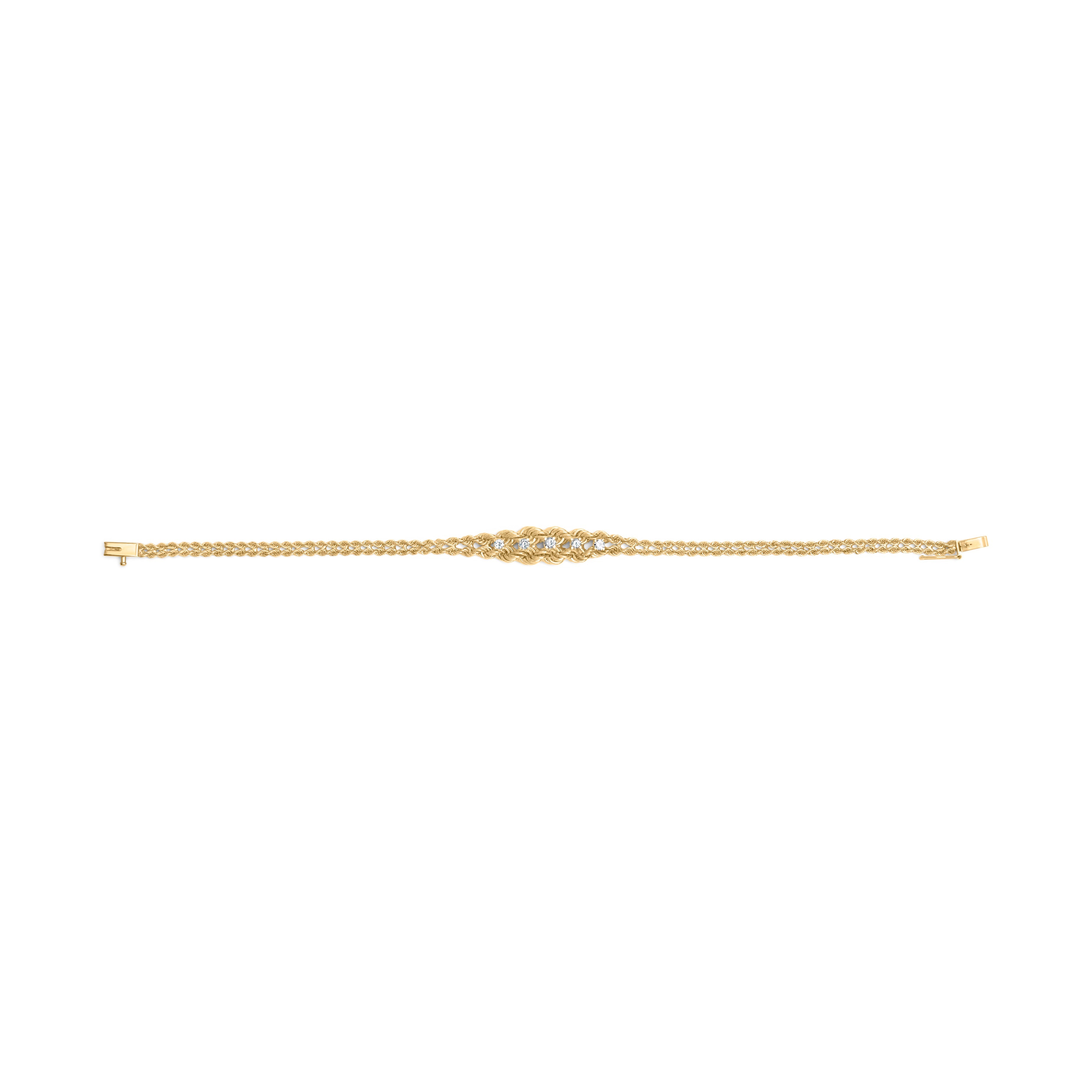 10K Yellow Gold 1/4 Cttw Round-Cut Diamond Basket Weave Rope Chain Style 7" Bracelet (H-I Color, I1-I2 Clarity) by Bids.com