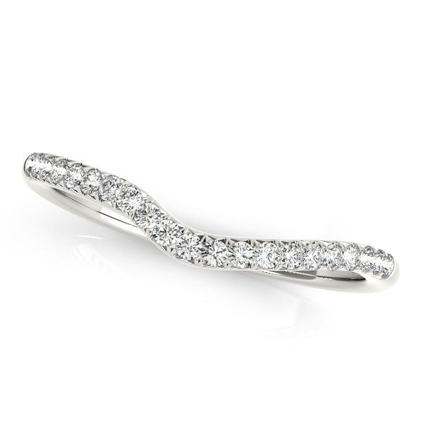 14k White Gold Curved Pave Diamond Wedding Ring (1/4 cttw) by Bids.com