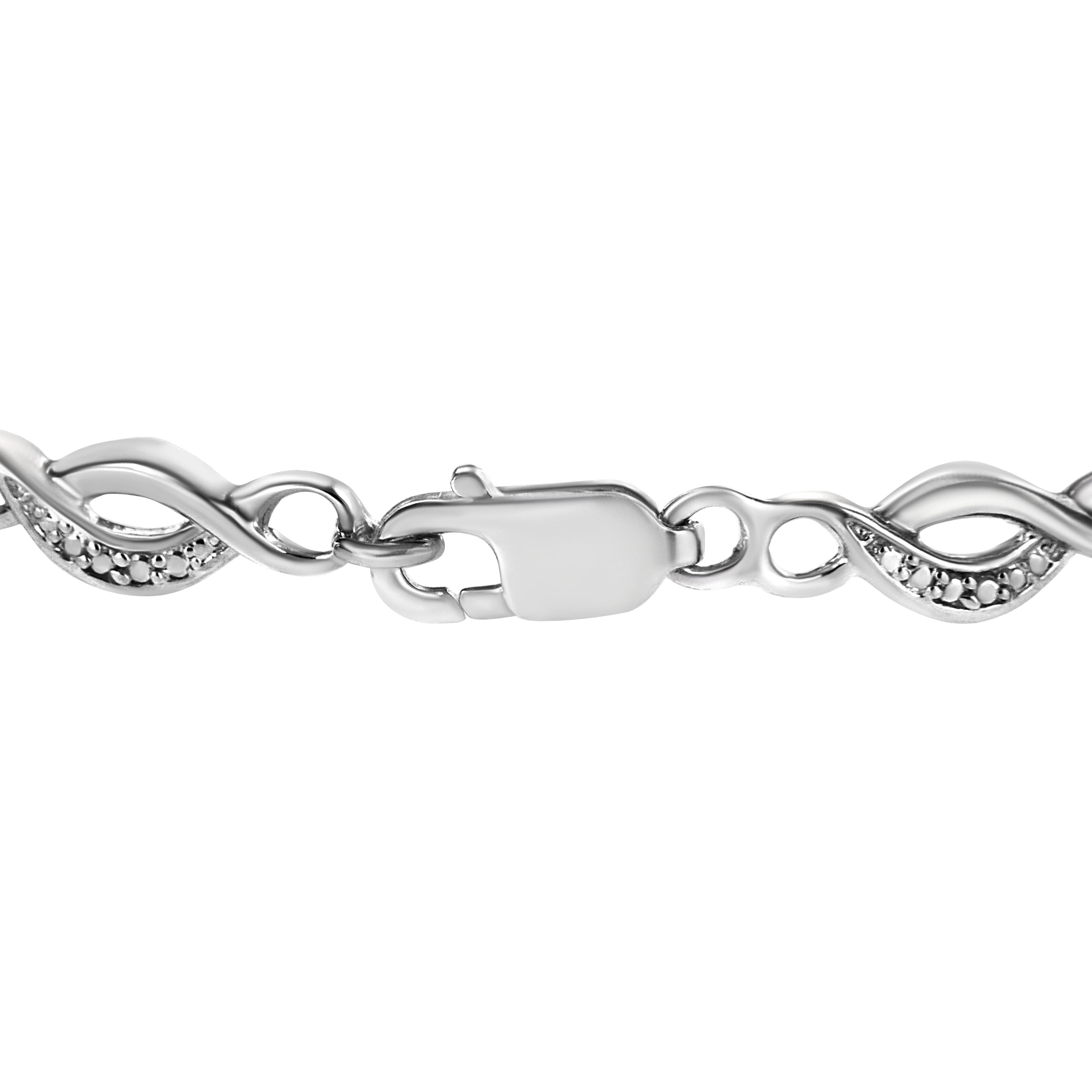 .925 Sterling Silver Prong Set Diamond Accent Curved Spiral Link Bracelet (I-J Color, I3 Clarity) - 7.25" by Bids.com