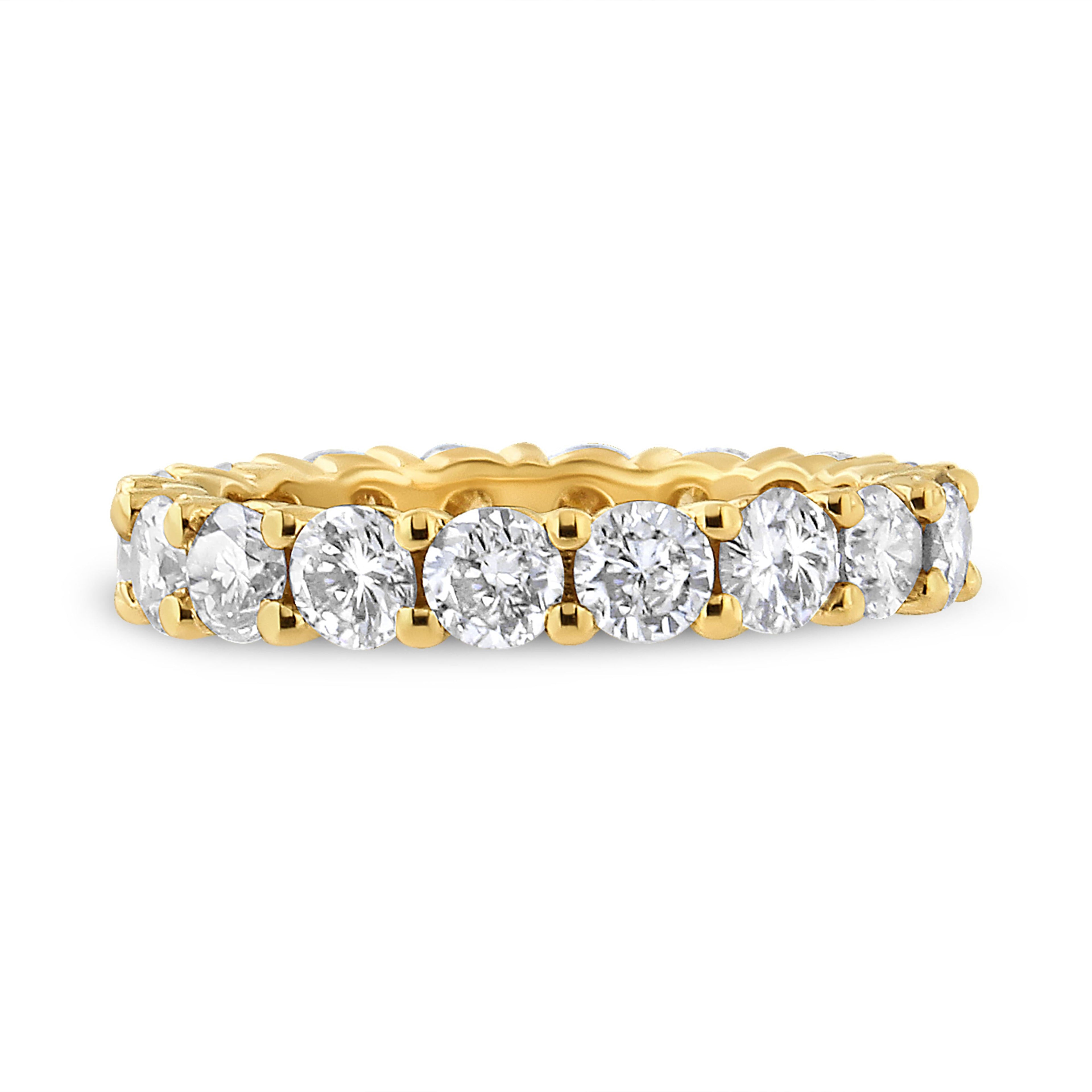 14K Yellow Gold 3.00 Cttw Shared Prong Set Round Cut Diamond Eternity Band (J-K Color, VS1-VS2 Clarity) - Ring Size 7 by Bids.com
