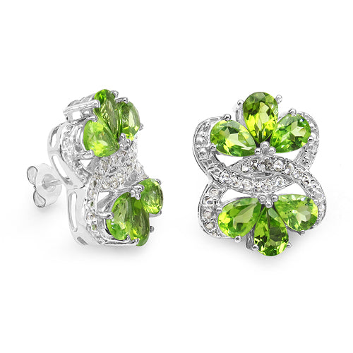 8.77 Carat Genuine Peridot & White Topaz .925 Sterling Silver Earrings by Bids.com