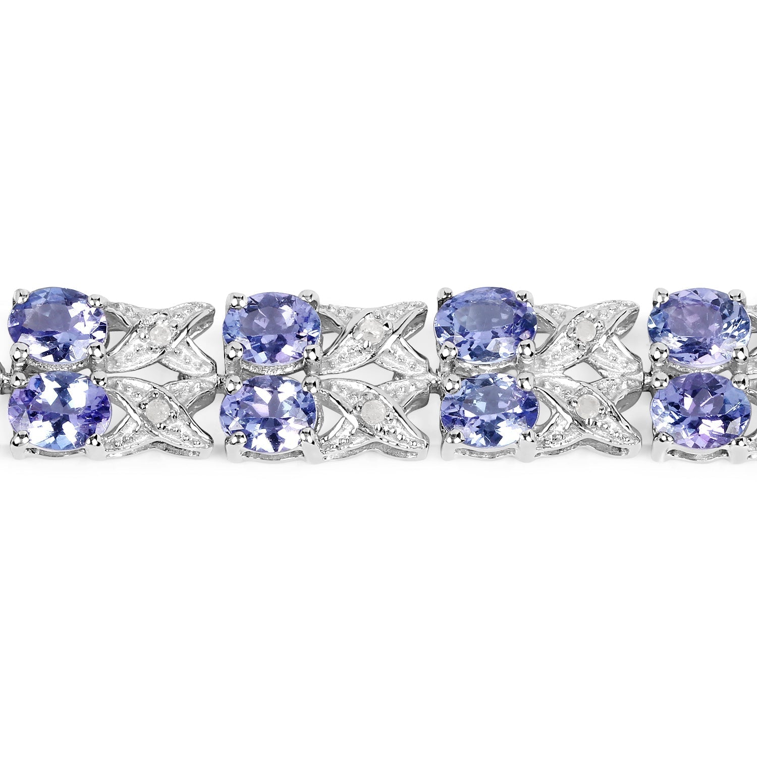 12.24 Carat Genuine Tanzanite and White Topaz .925 Sterling Silver Bracelet DestGlow