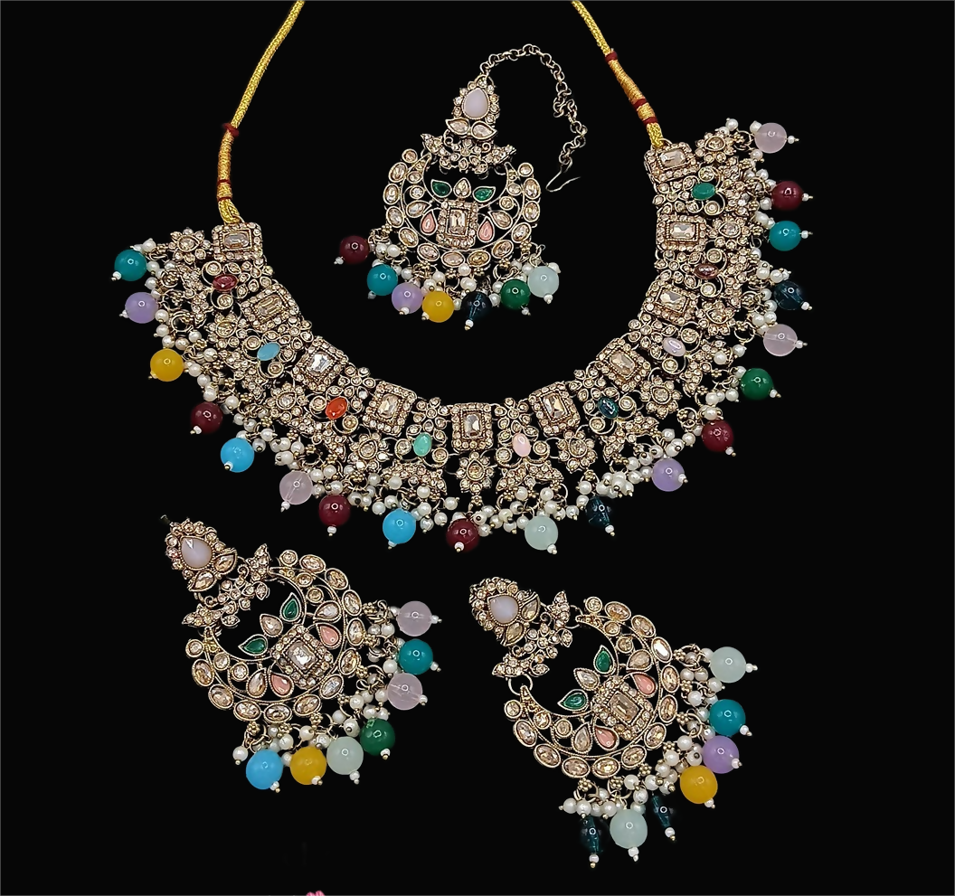 Joban Fashion Multi Stone Work Necklace Set