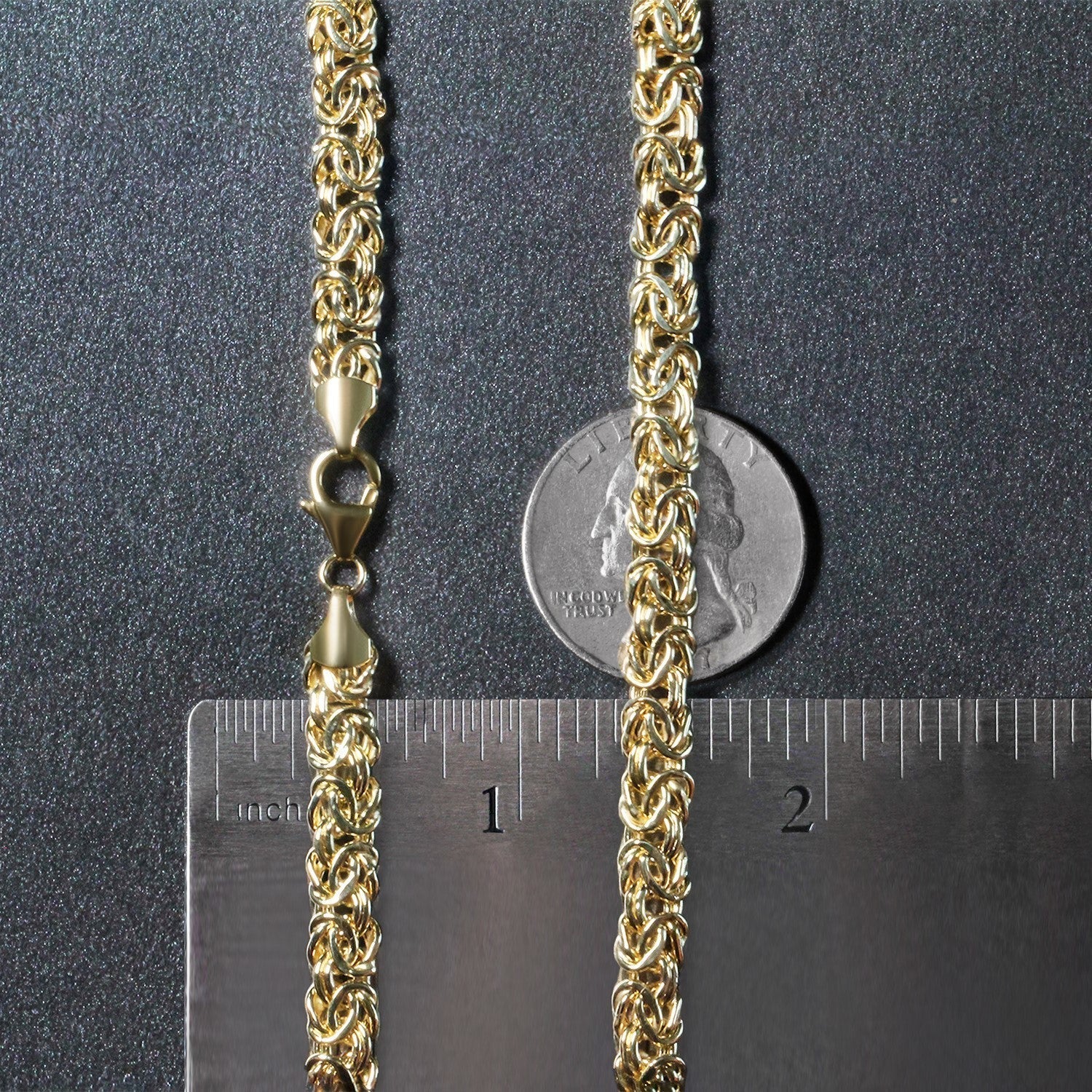 14k Yellow Gold Fancy Byzantine Chain Necklace DestGlow