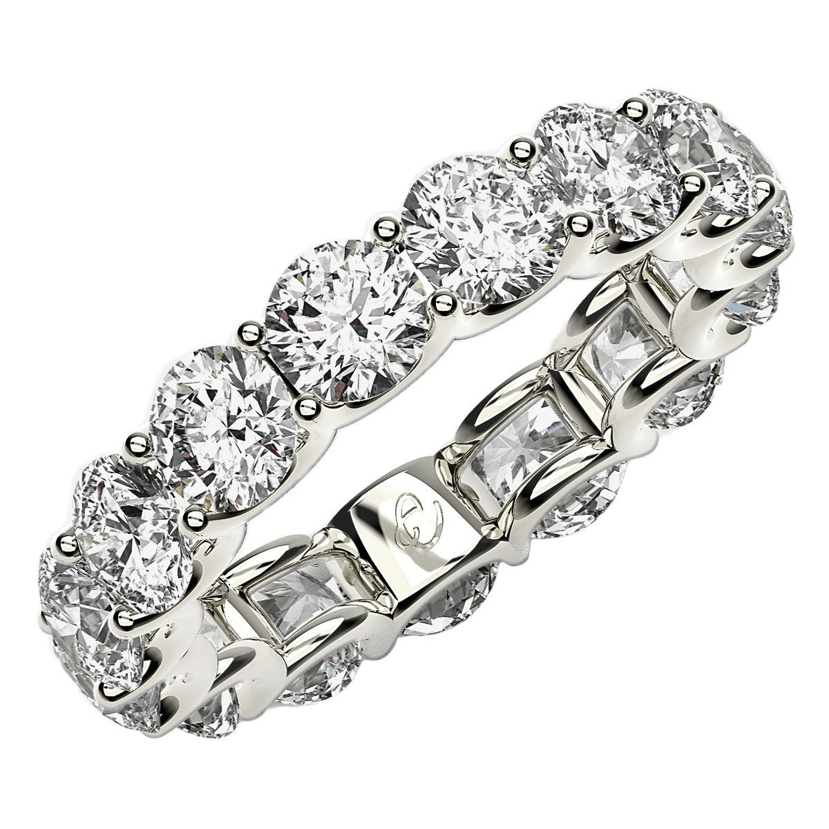 Round Cut Lab Grown Diamond Eternity Ring in 14k White Gold (5 cttw FG/VS2) by Bids.com