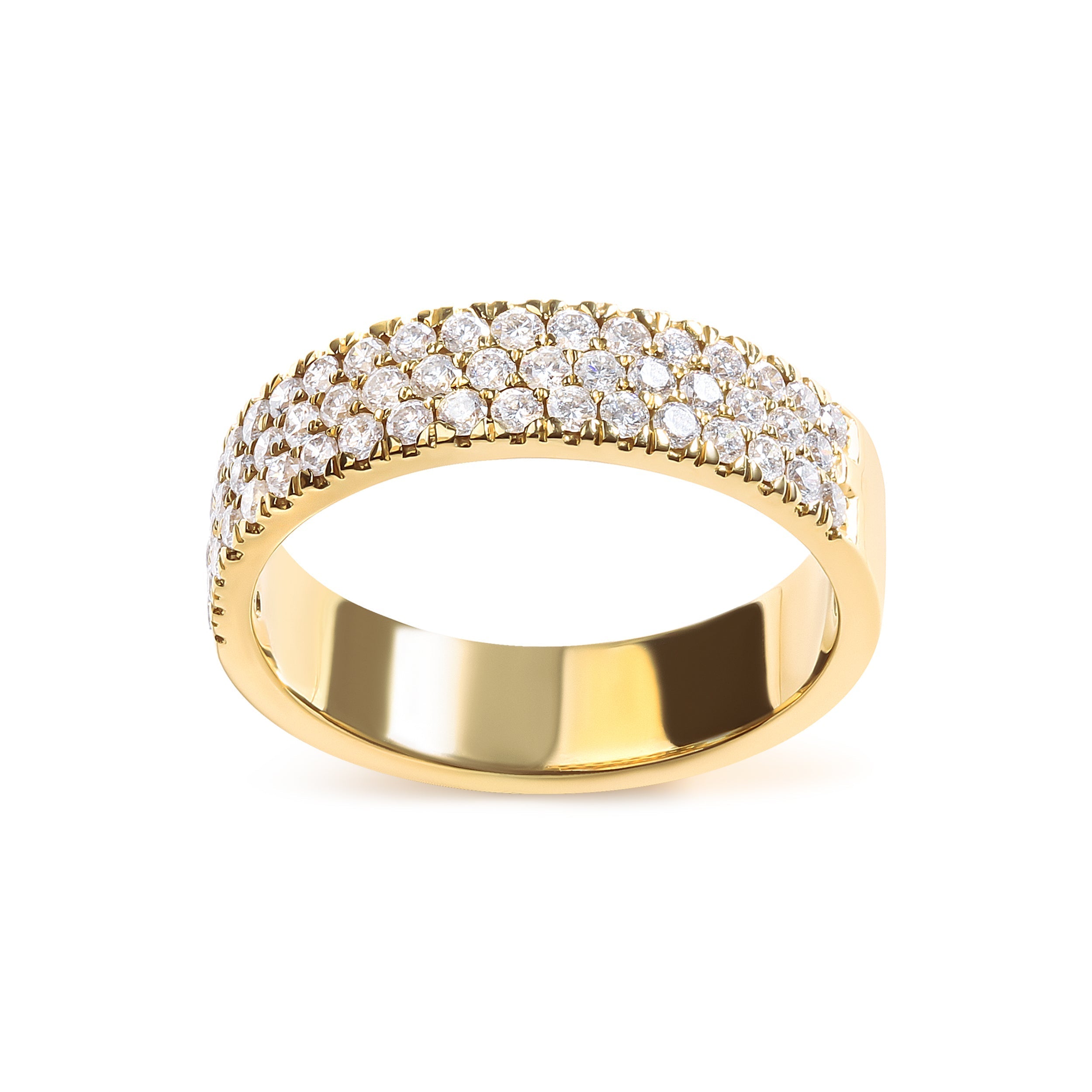 14K Yellow Gold Pave Set 3/4 cttw Multi Row Diamond Band Ring (H-I Color, SI2-I1 Clarity) - Size 7 DestGlow