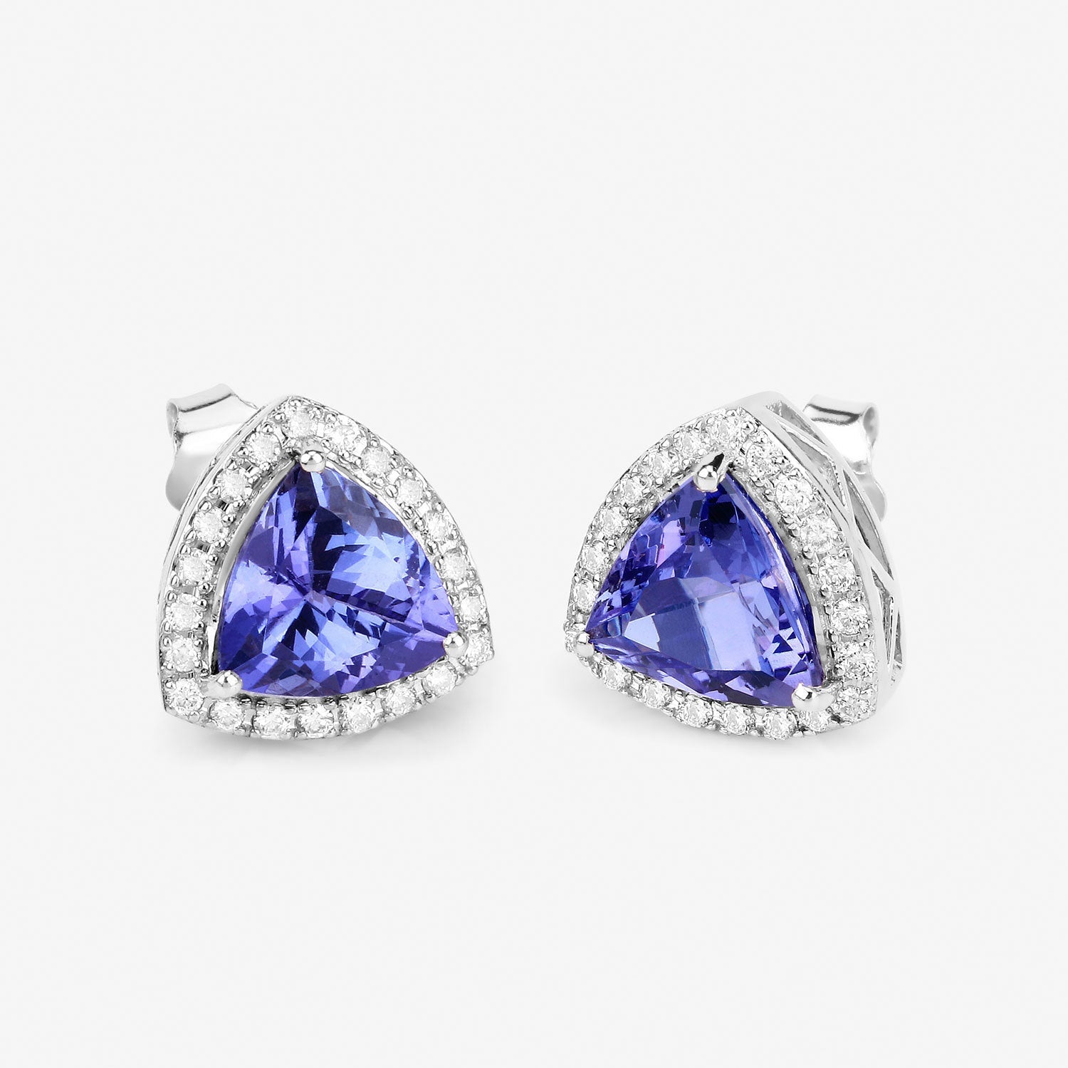 3.82 Carat Genuine Tanzanite and White Diamond 14K White Gold Earrings by Bids.com
