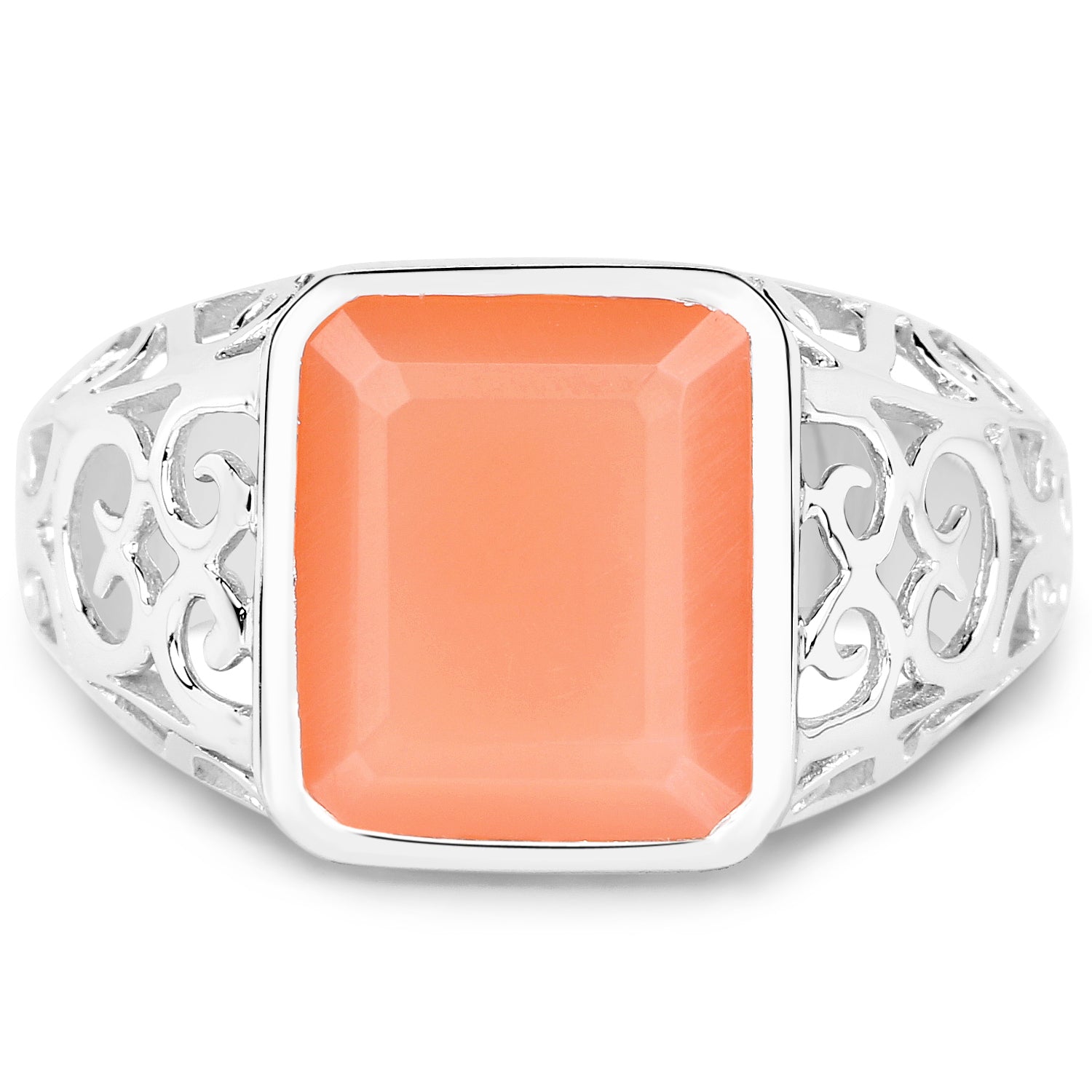 5.75 Carat Genuine Peach Moonstone .925 Sterling Silver Ring by Bids.com