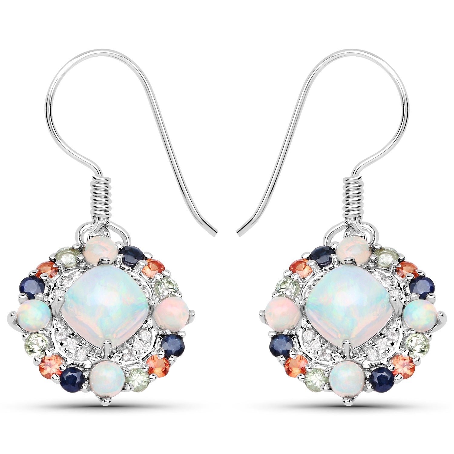 4.73 Carat Genuine Multi Stone .925 Sterling Silver Earrings DestGlow