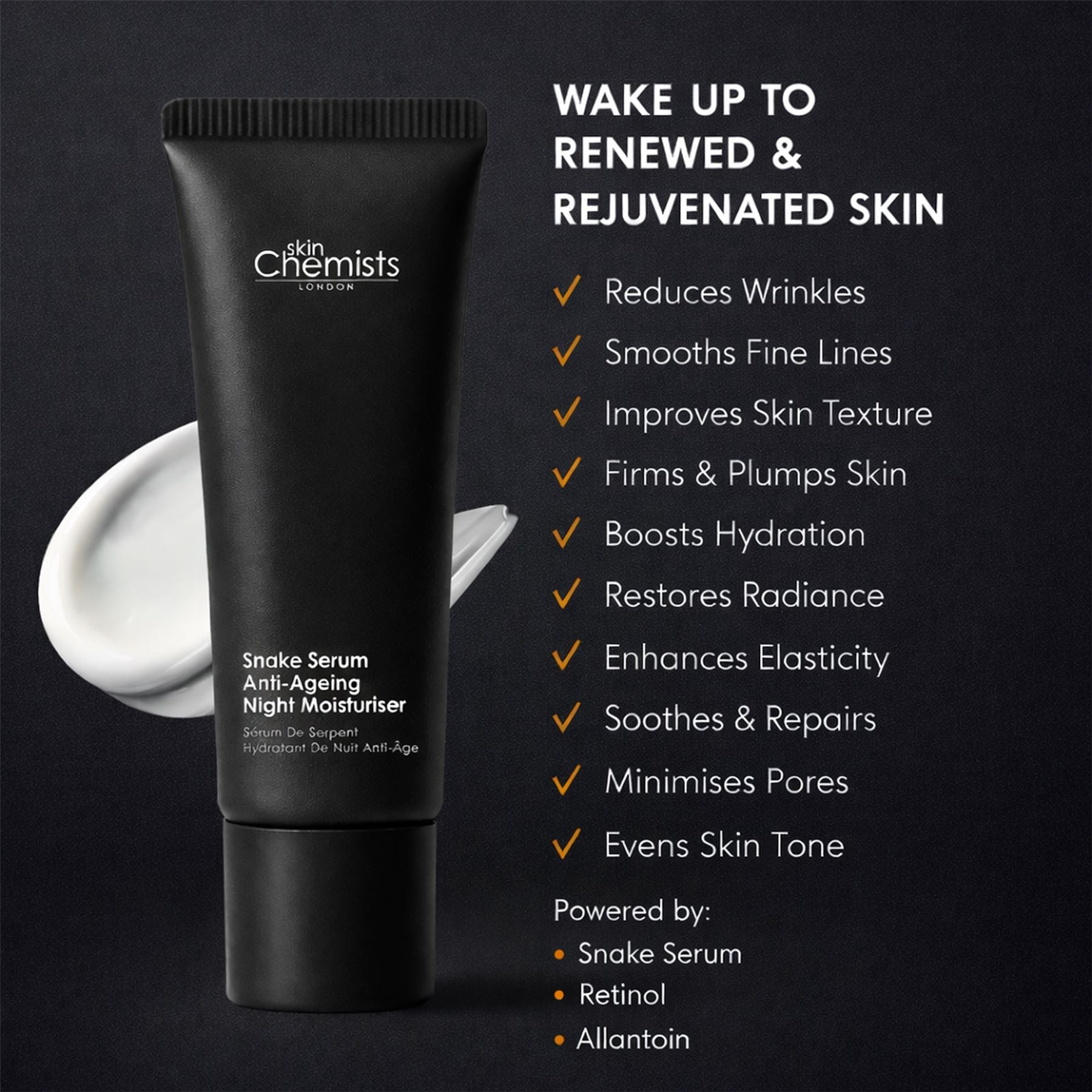 skinChemists Snake Serum Anti-Ageing Night Moisturiser 50ml DestGlow