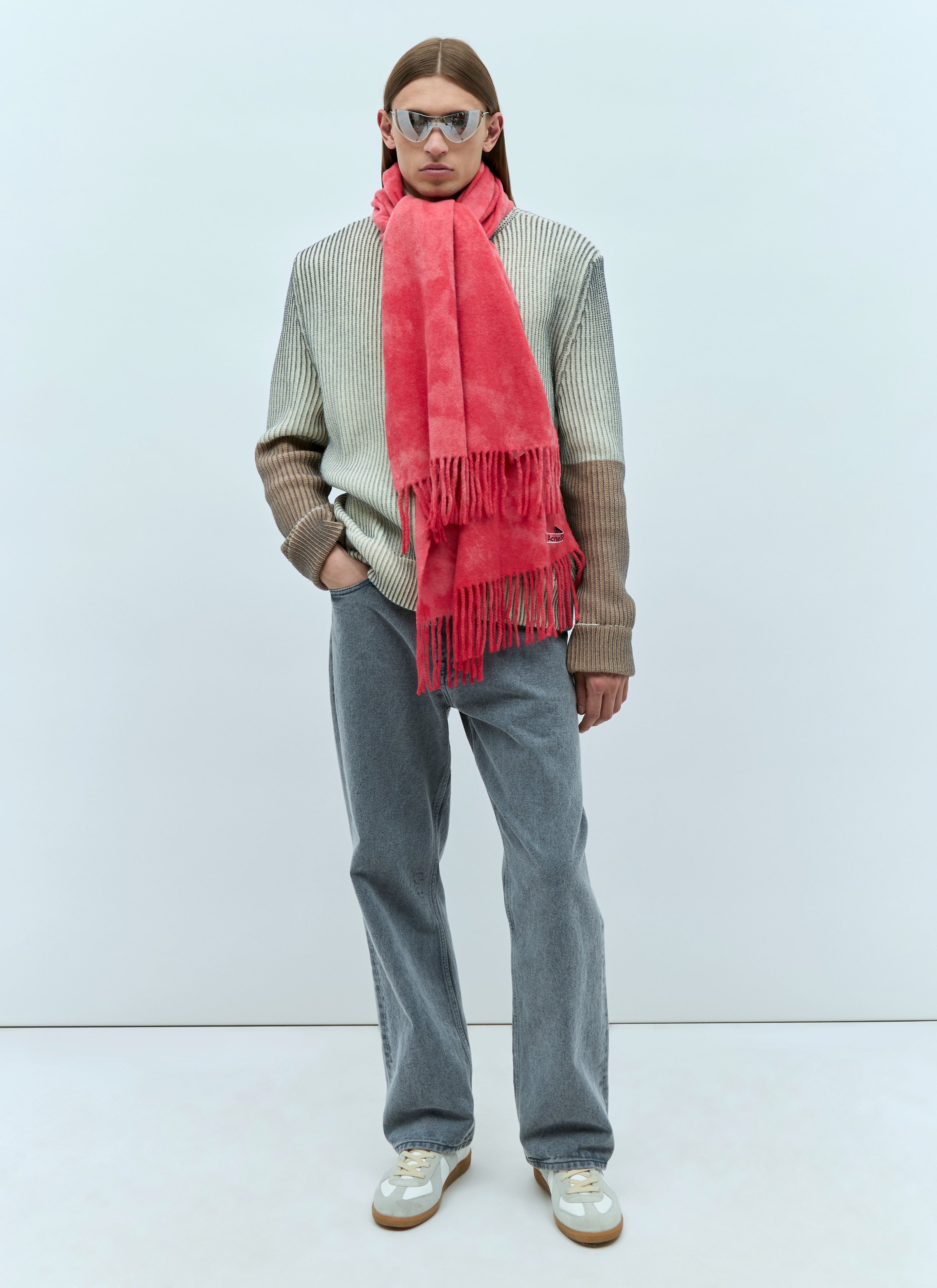Acne Studios Men Narrow Tie-Dye Wool Scarf by Luosophy
