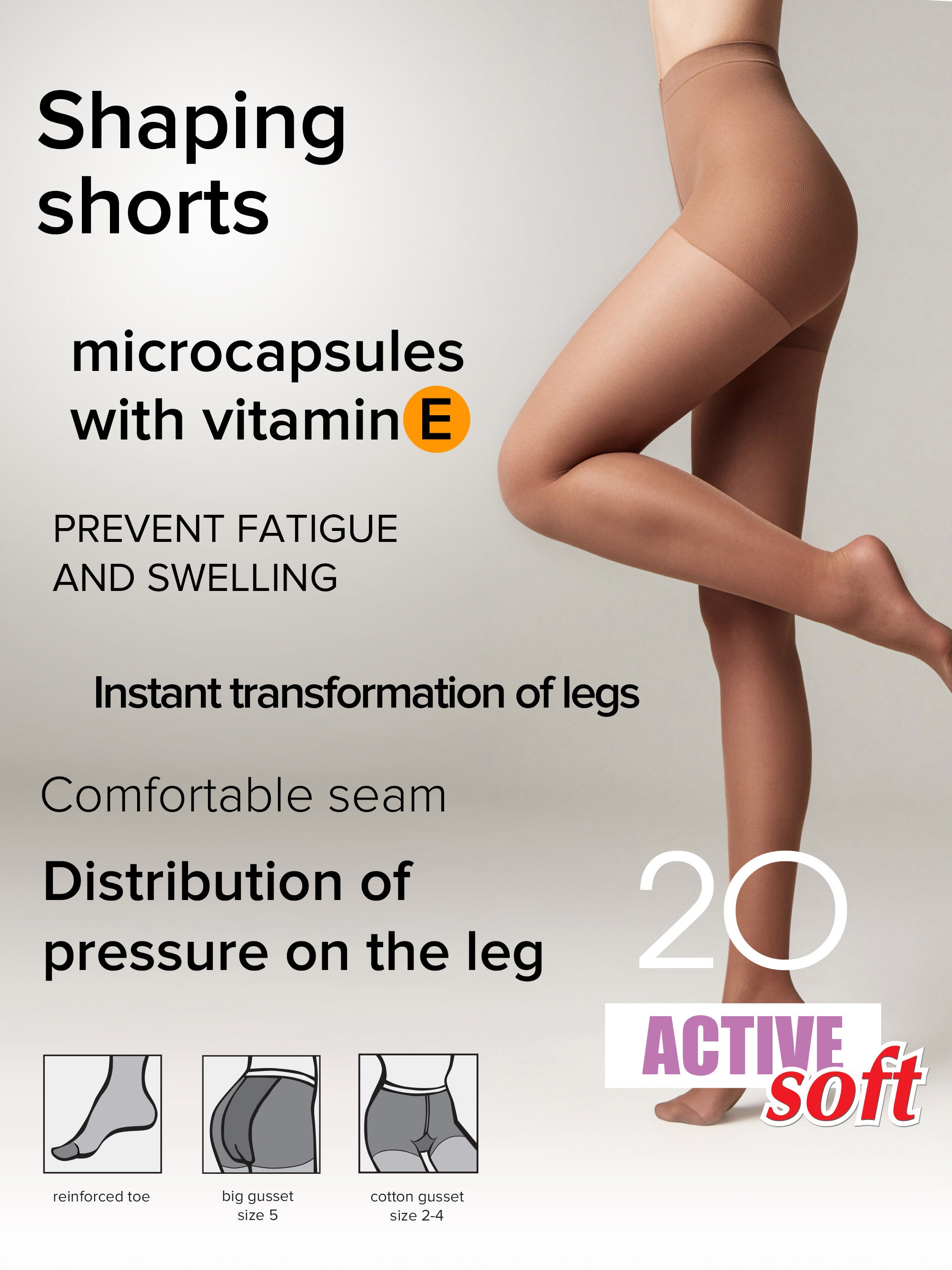 Tights Conte Active Soft 20 Den - Shaping Support with Vitamin E - DestGlow