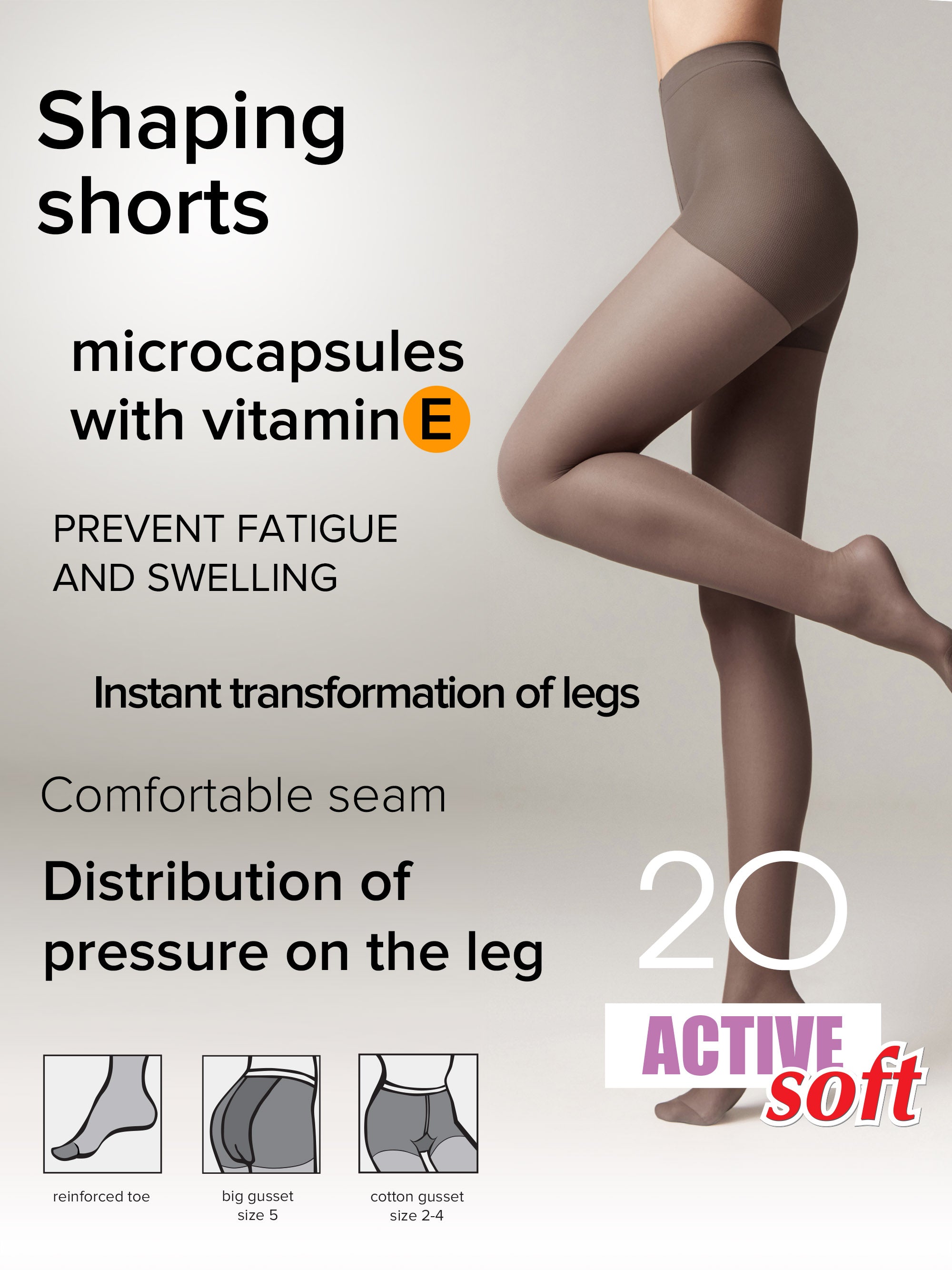 Tights Conte Active Soft 20 Den - Shaping Support with Vitamin E - DestGlow