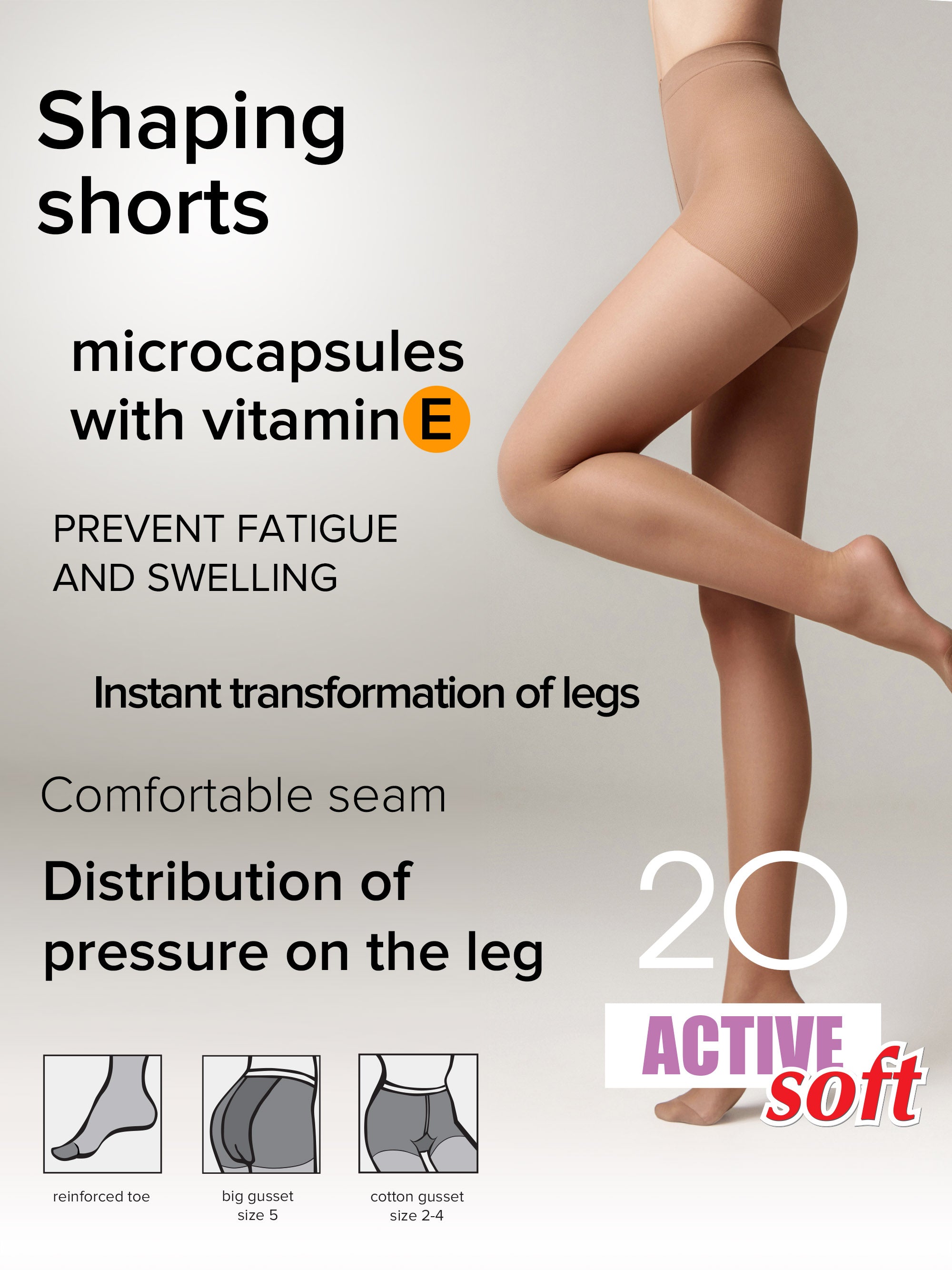 Tights Conte Active Soft 20 Den - Shaping Support with Vitamin E - DestGlow