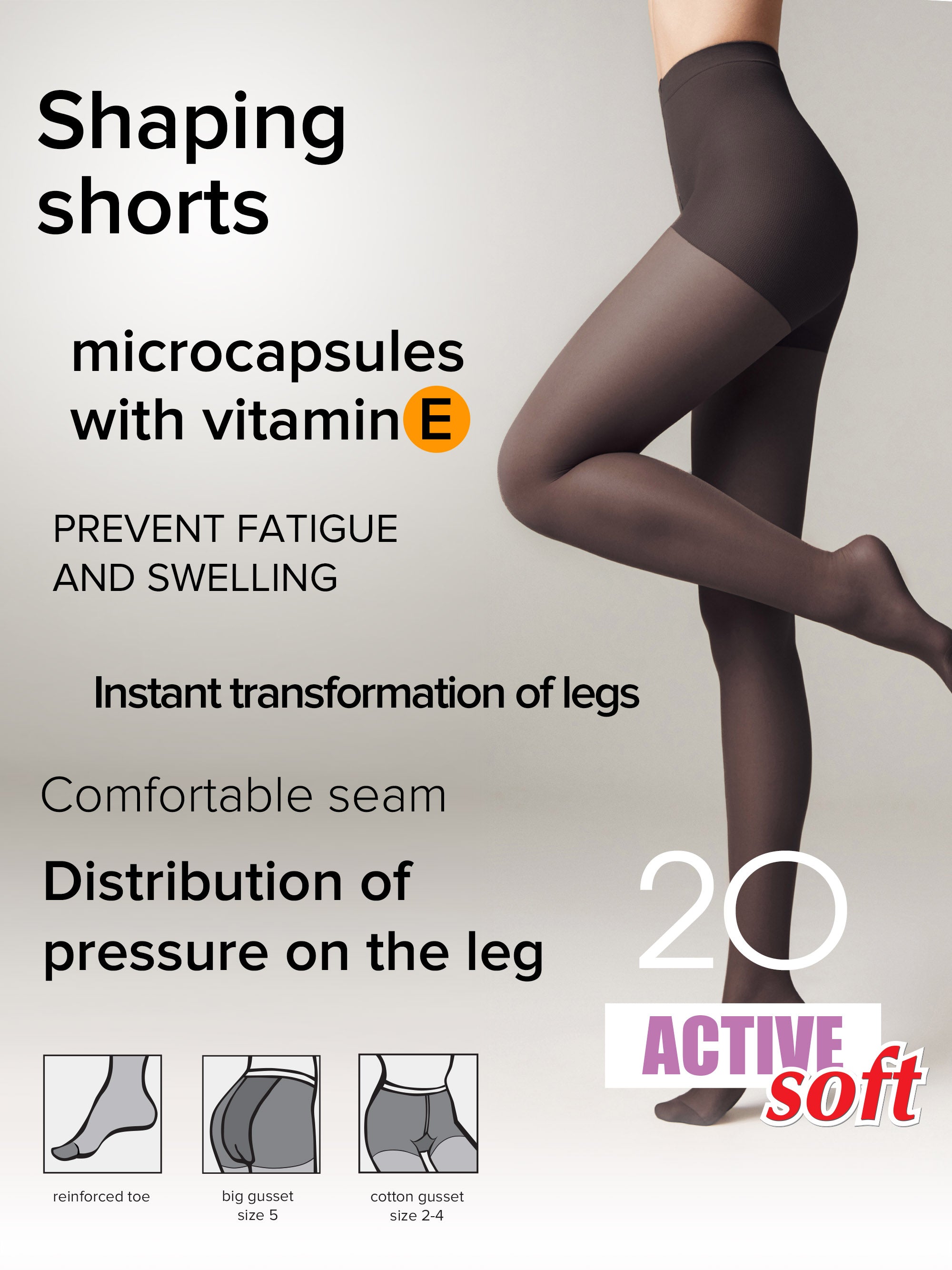 Tights Conte Active Soft 20 Den - Shaping Support with Vitamin E - DestGlow