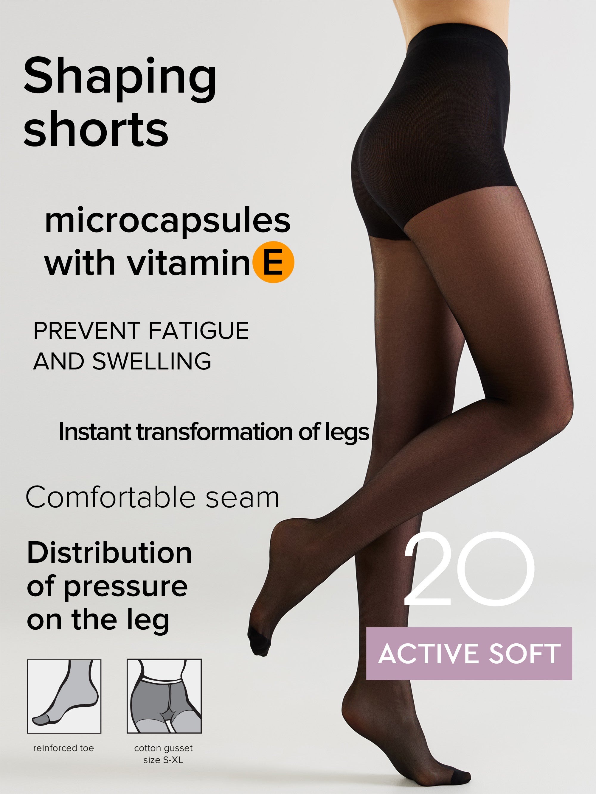 Tights Conte Active Soft 20 Den - Shaping Support with Vitamin E DestGlow