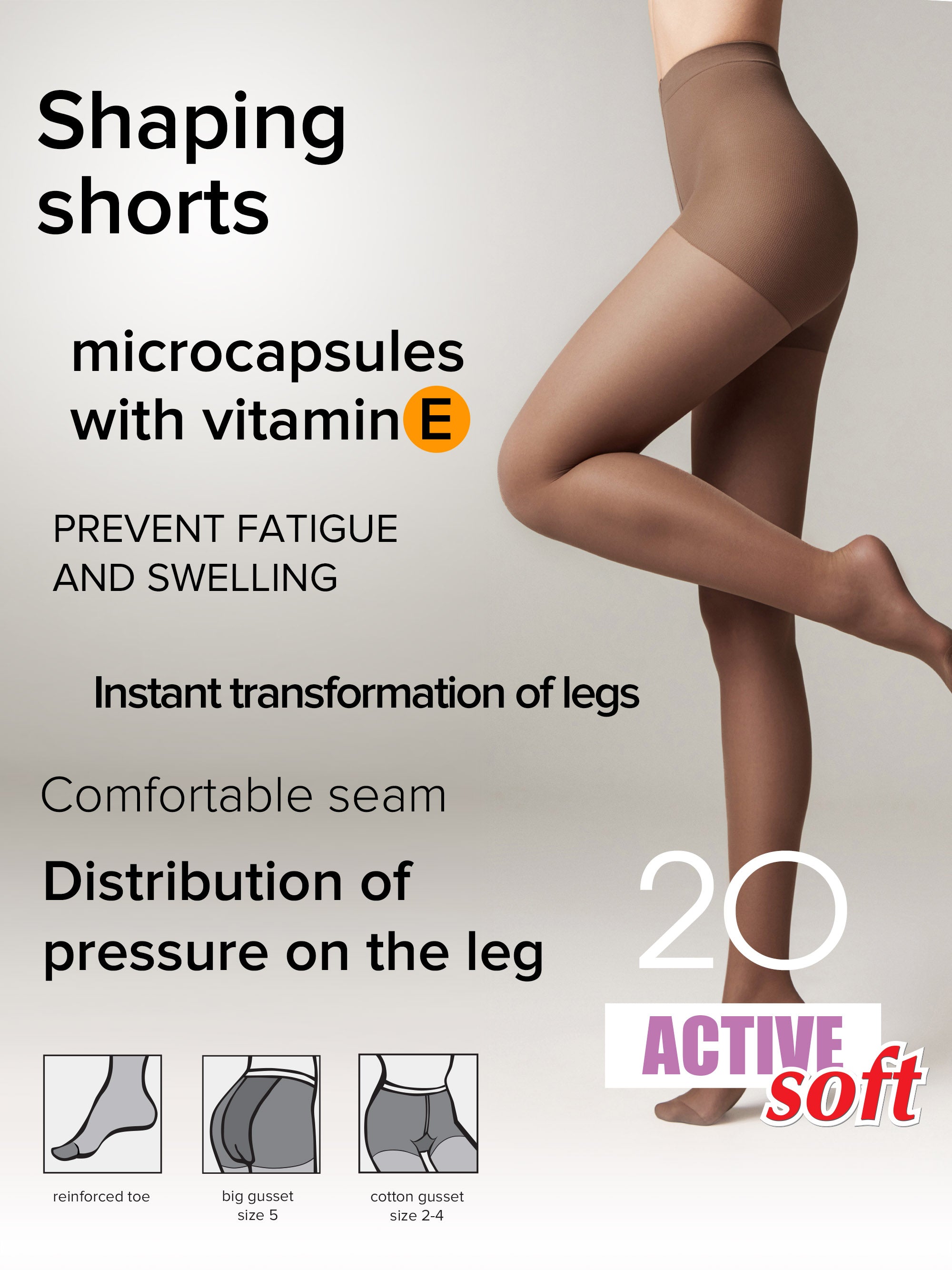 Tights Conte Active Soft 20 Den - Shaping Support with Vitamin E - DestGlow