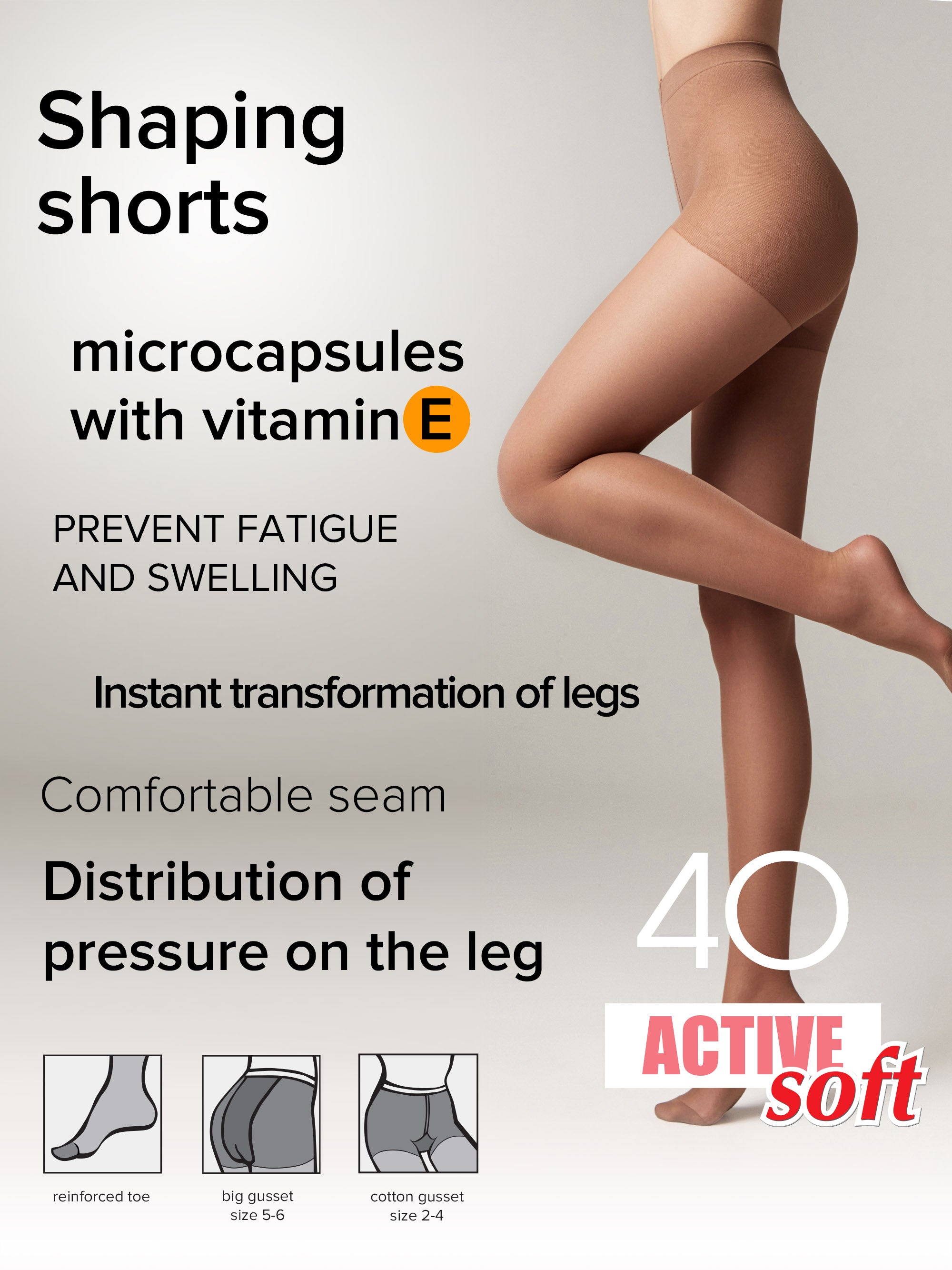 Tights Conte Active Soft 40 Den - Shaping Support with Vitamin E by TheRanok.com