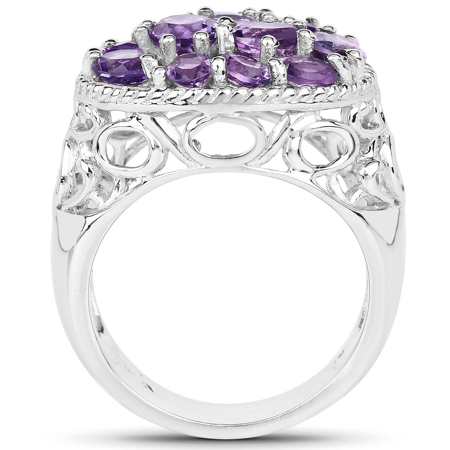 2.64 Carat Genuine Amethyst .925 Sterling Silver Ring by Bids.com