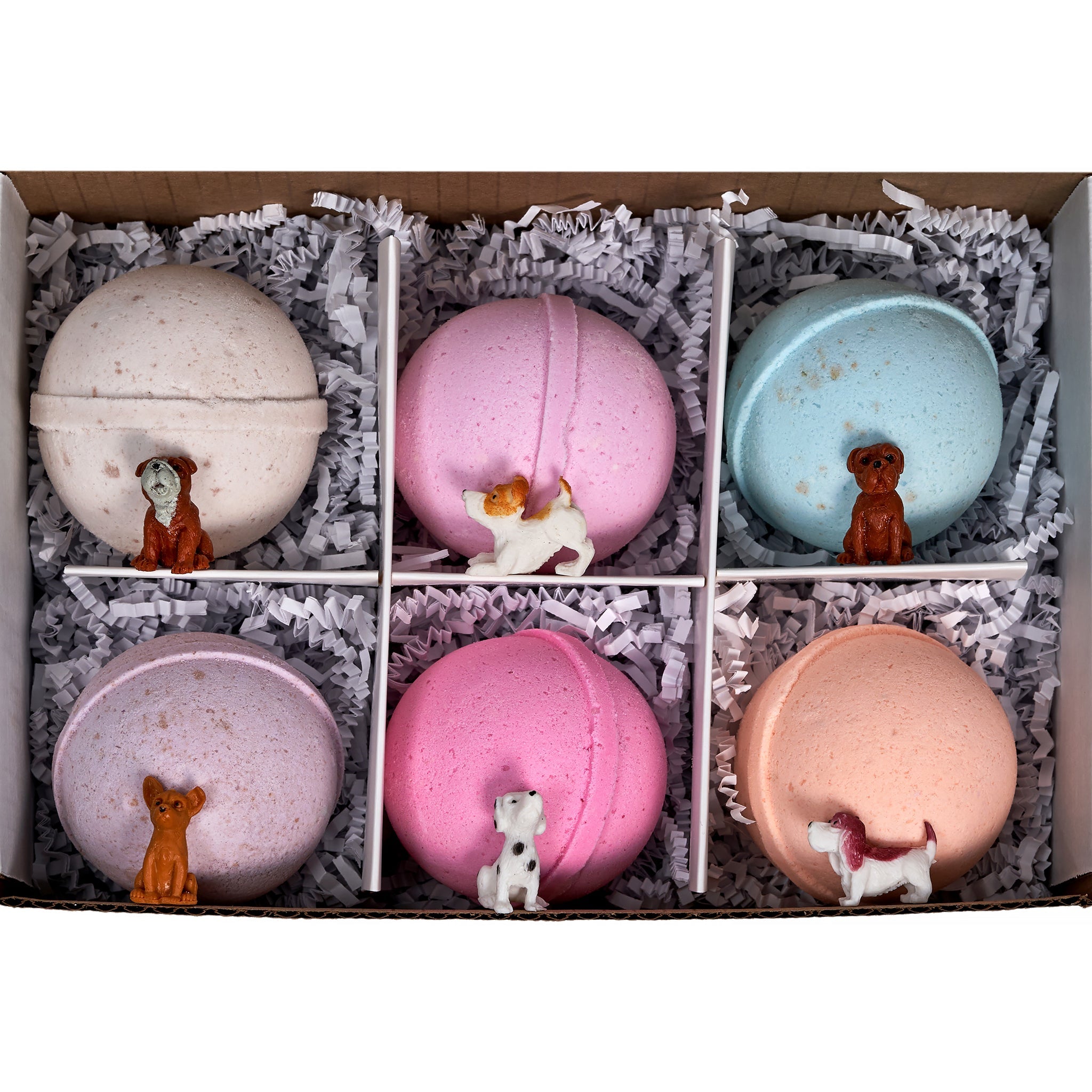 Adorable Kids Bath Bomb Gift Set, 6 Bath Bombs with (ADOPT-A-PUPPY) toys inside by Spa Pure