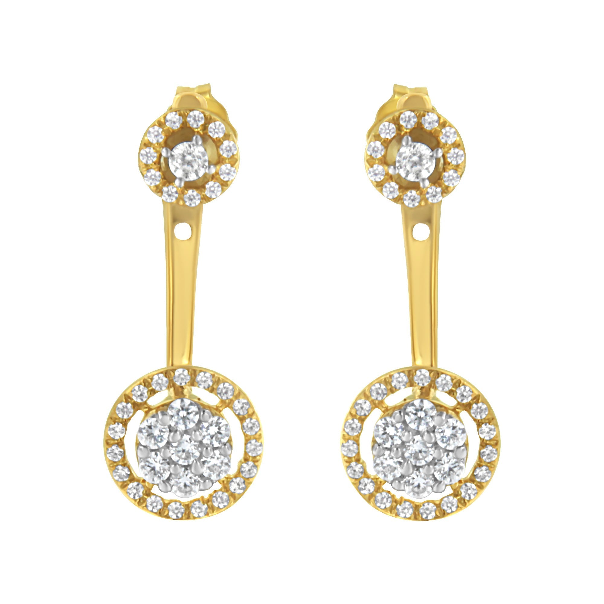 14K Yellow Gold Plated .925 Sterling Silver 5/8 Cttw Diamond Removable Stud and Dangle Earrings (I-J Color, I2-I3)