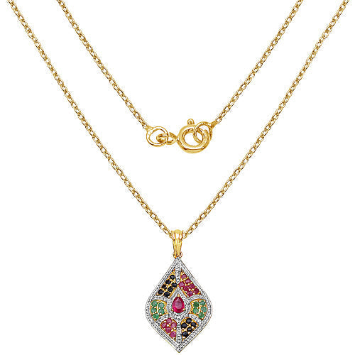 1.77 Carat Genuine Multi Stones .925 Sterling Silver Pendant DestGlow