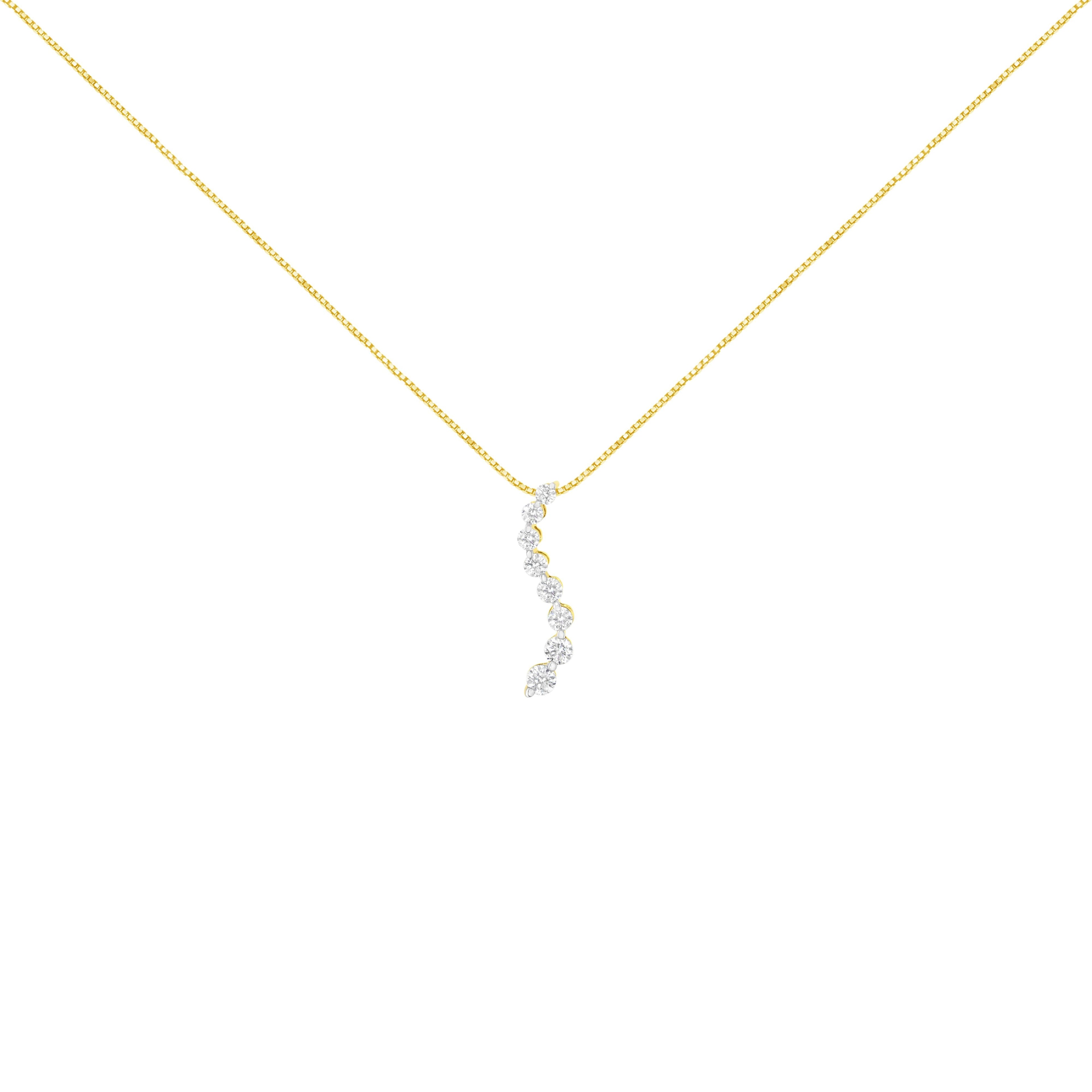 14k Yellow Gold 3.0 cttw Baguette and Brilliant Round-Cut Diamond Journey 18" Pendant Necklace (I-J Color, I2-I3 Clarity) by Bids.com