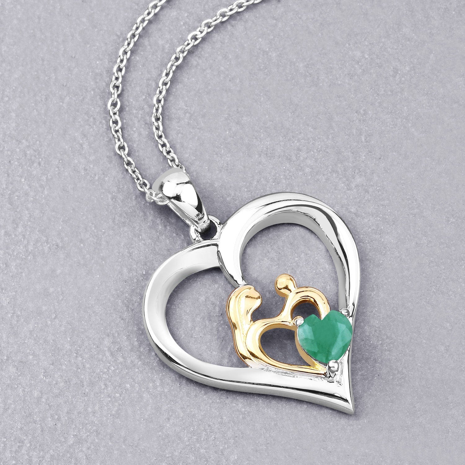 0.45 Carat Genuine Emerald .925 Sterling Silver Pendant by Bids.com