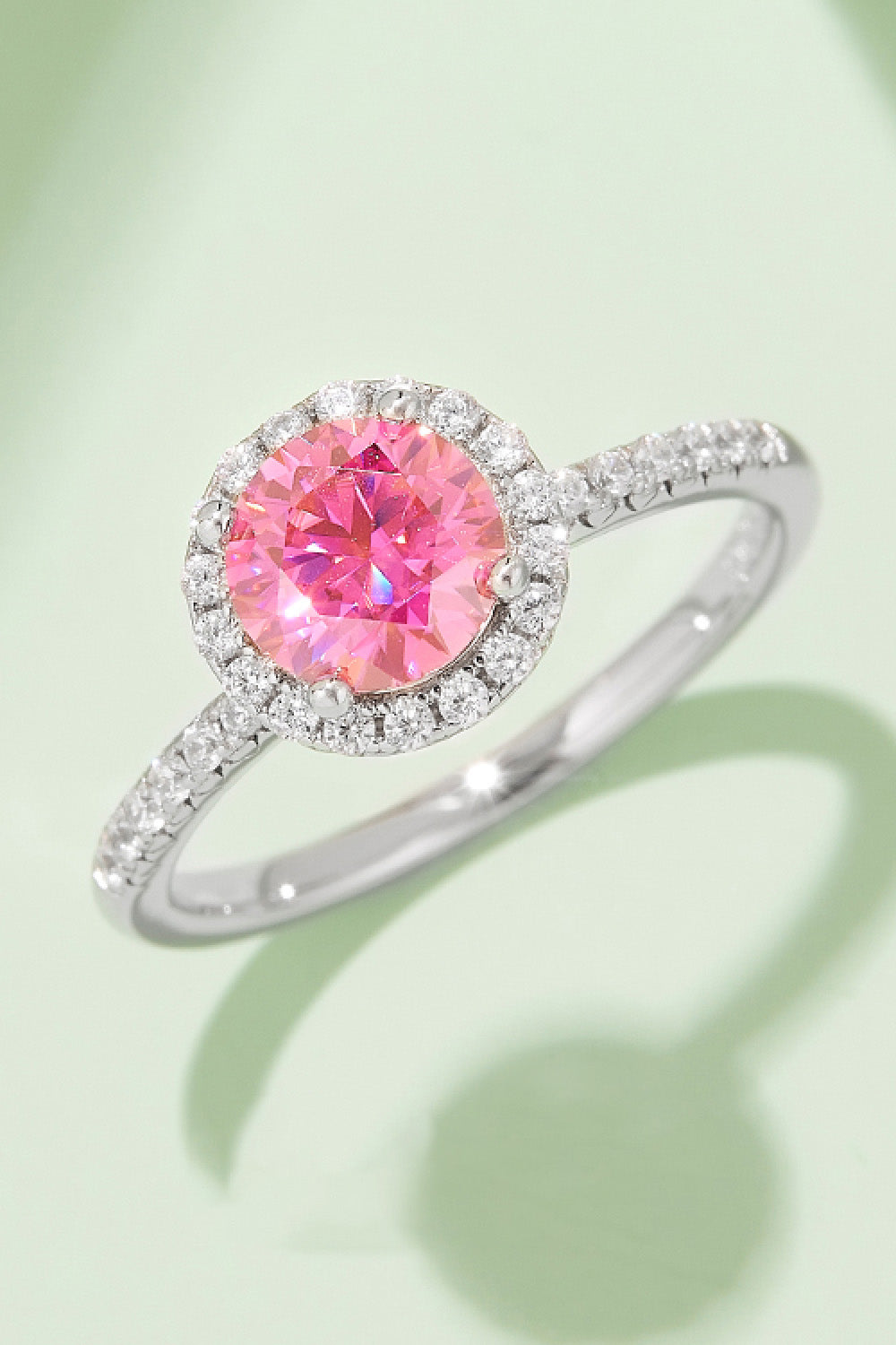 1 Carat Sparkala™ Platinum Over Pure Sterling Silver Halo Ring (Yellow, Pink, or Blue) - DestGlow