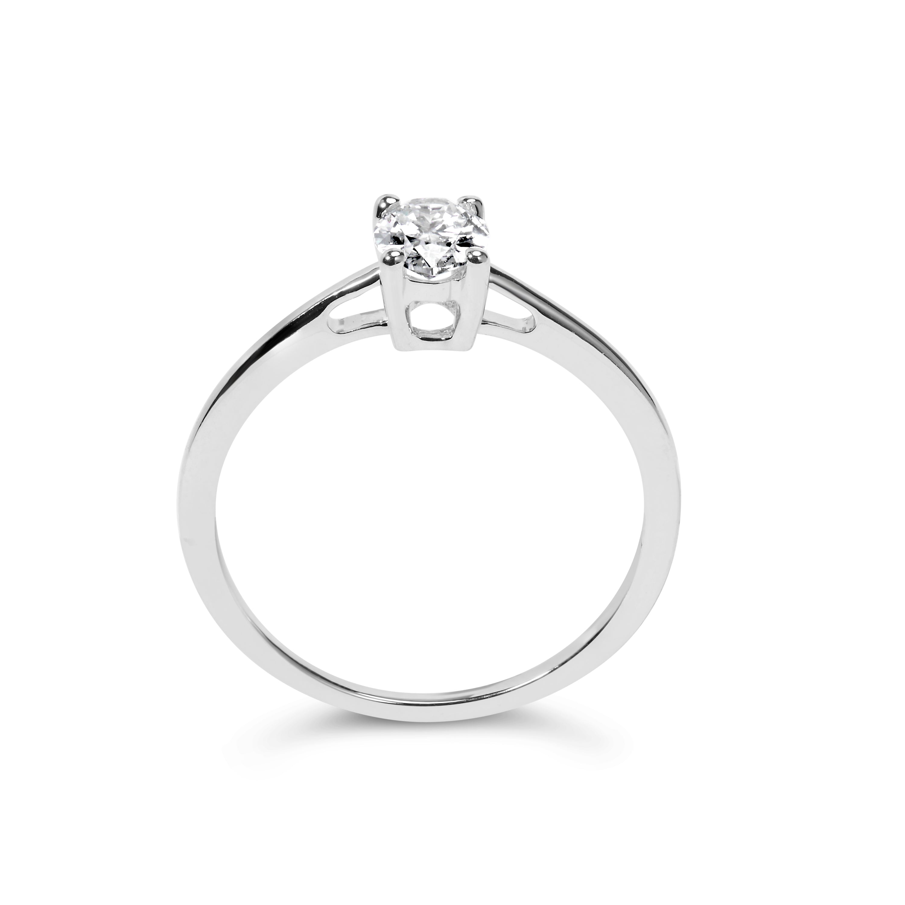 14K White Gold 1/2 Cttw Oval Lab Grown Diamond 4 Prong Solitaire Engagement Ring (F-G Color, VS2-SI1 Clarity) - Size 7 DestGlow