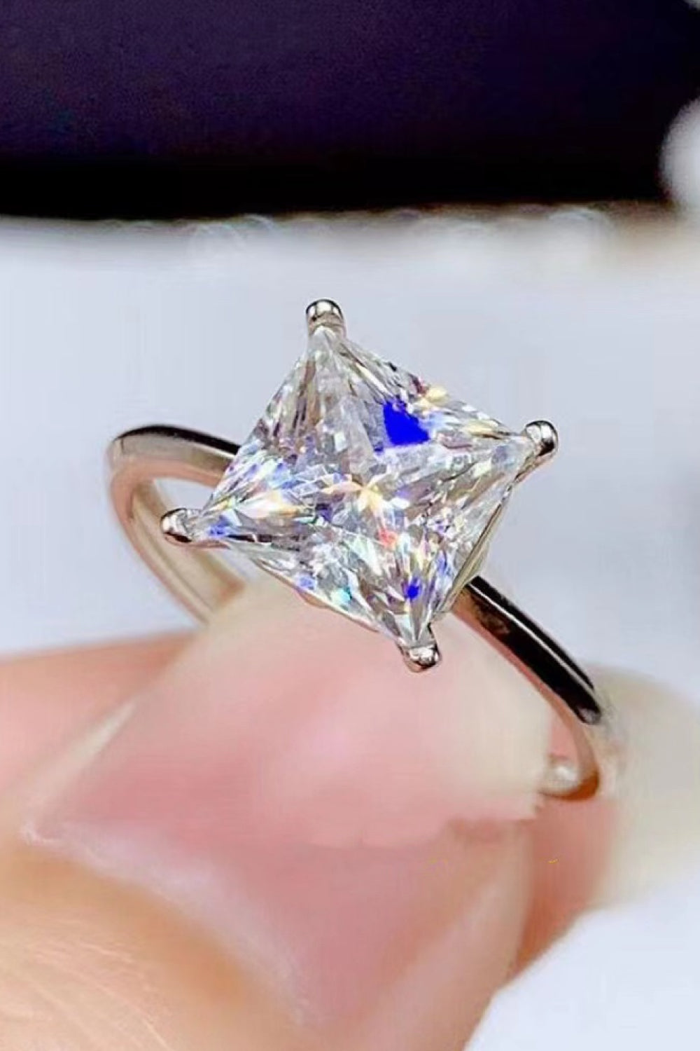 5 Carat Princess-Cut Sparkala™ Solitaire Ring (Platinum Over Pure Sterling Silver) by Sparkala