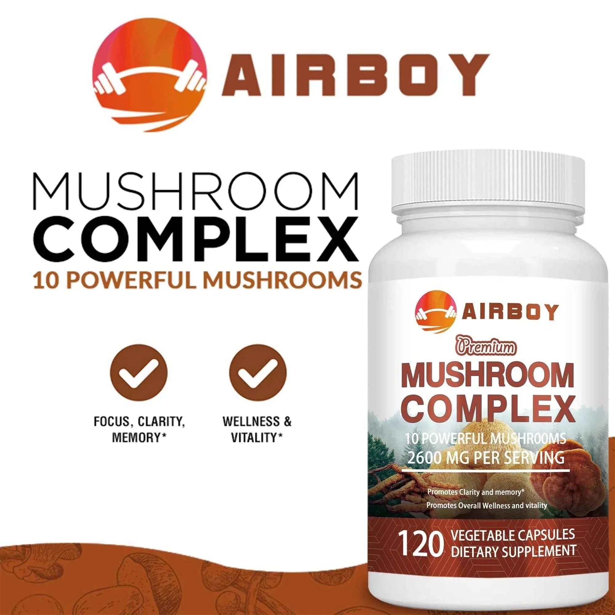 Mushroom with Lions Mane Natural Energy Supplement Capsules