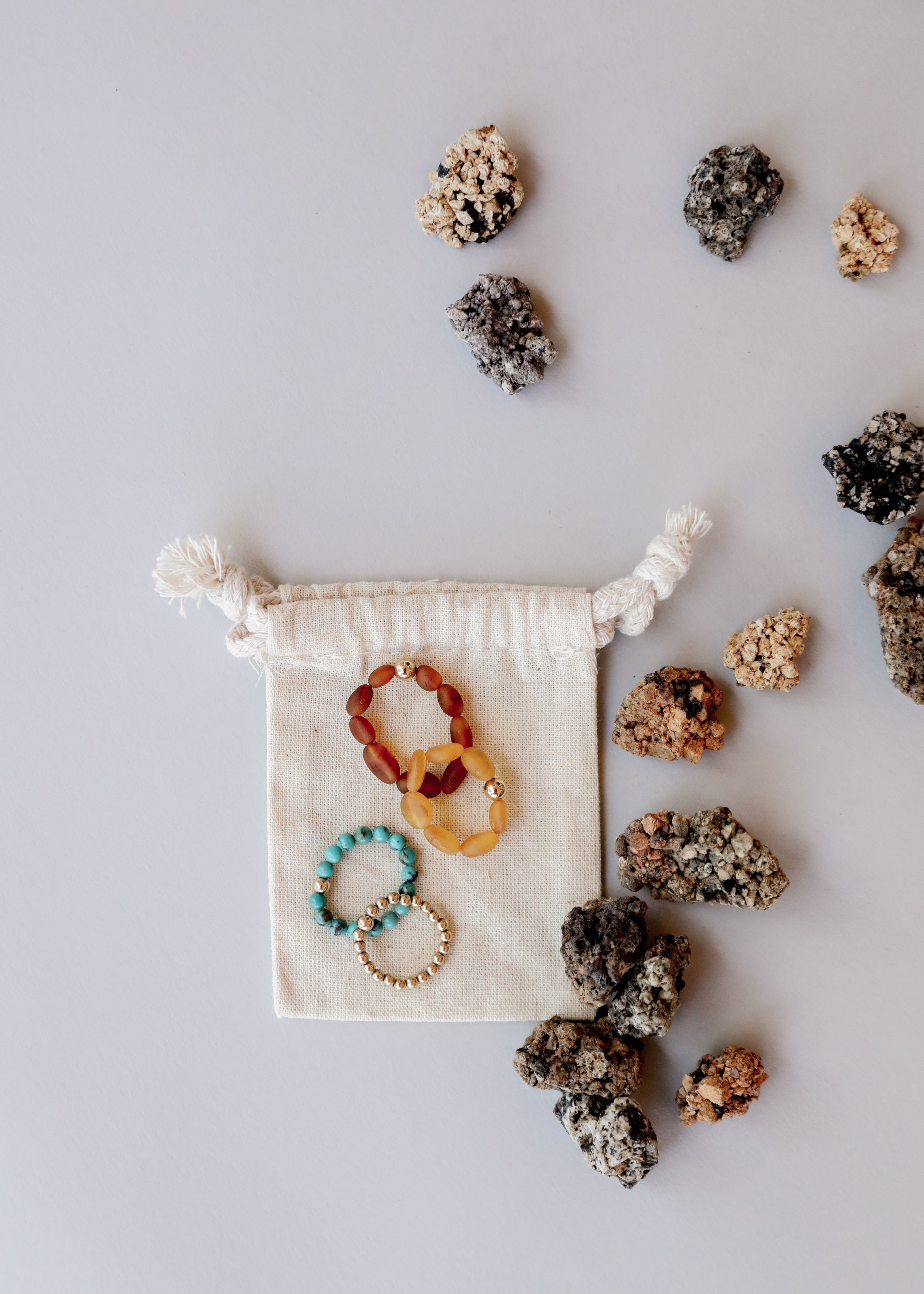 Sterling Silver + 14k Gold Filled || Beaded Stretch Ring by CanyonLeaf