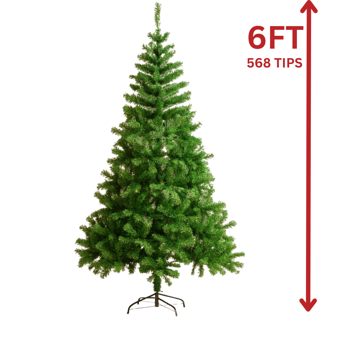 6FT Artificial Christmas Tree 568 Tips AA2024-11-0906 / AA2024-11-0907 – Green or White DestGlow