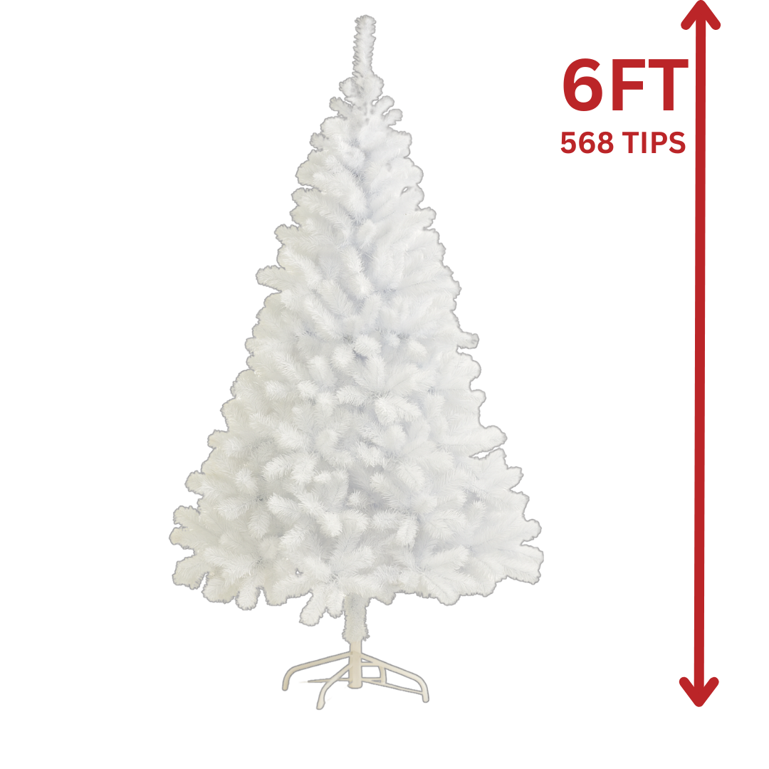 6FT Artificial Christmas Tree 568 Tips AA2024-11-0906 / AA2024-11-0907 – Green or White DestGlow