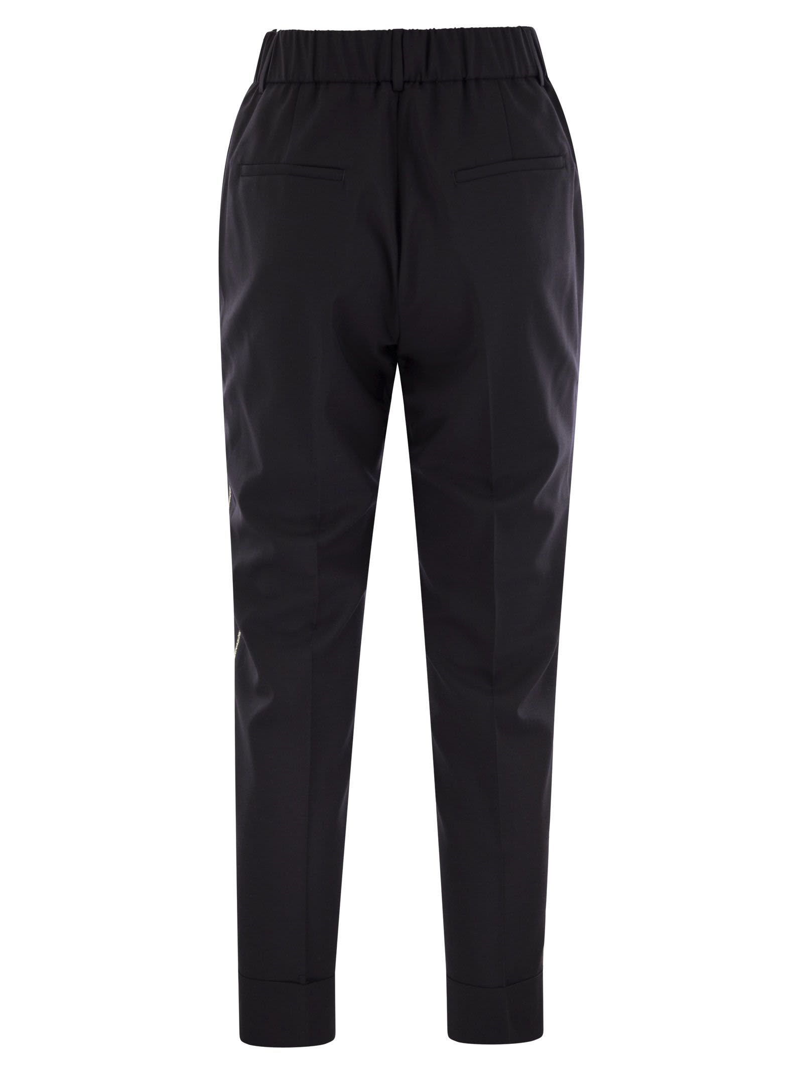 Peserico Women Virgin Wool Blend Trousers With Jewellery DestGlow