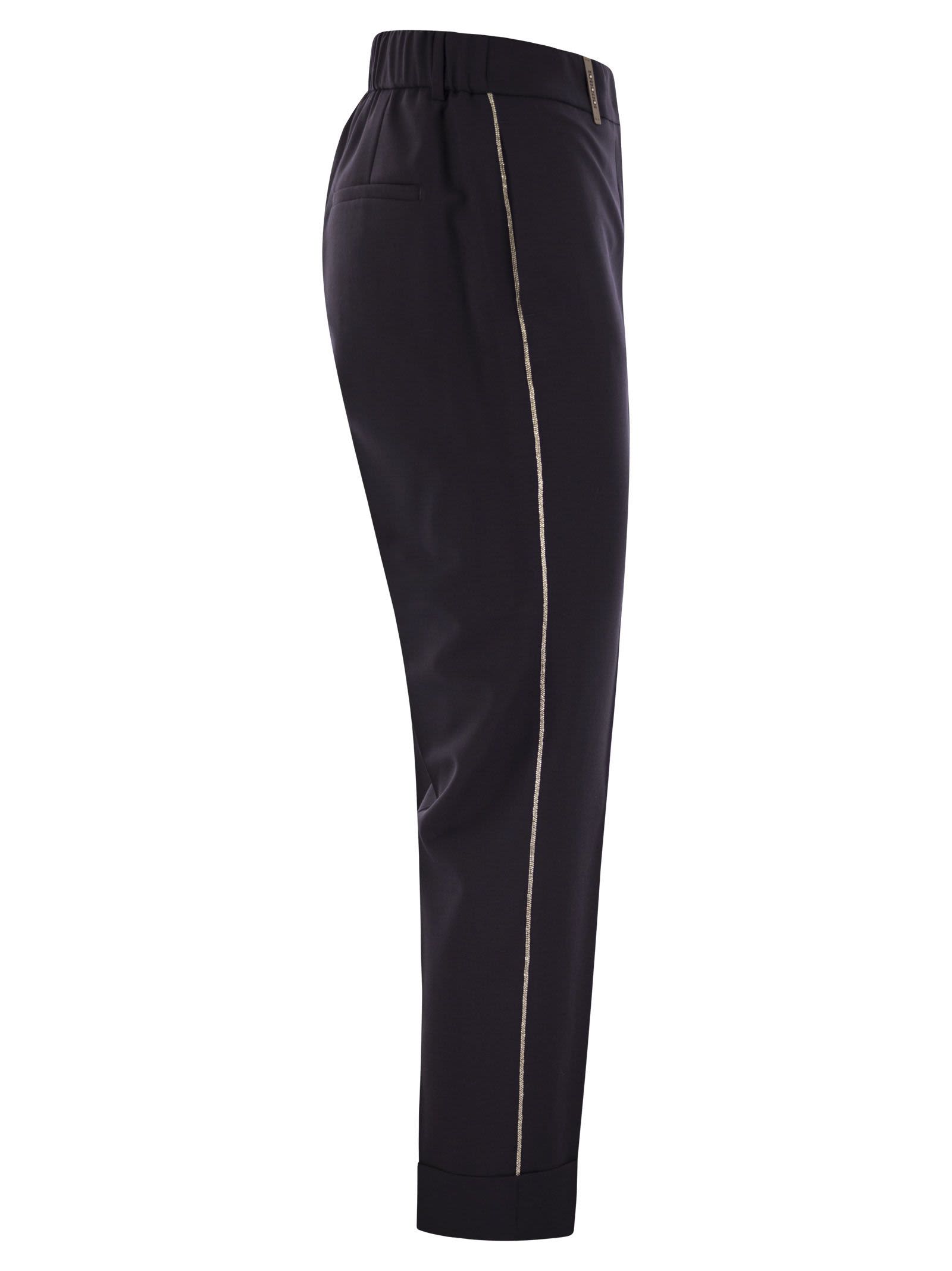 Peserico Women Virgin Wool Blend Trousers With Jewellery DestGlow