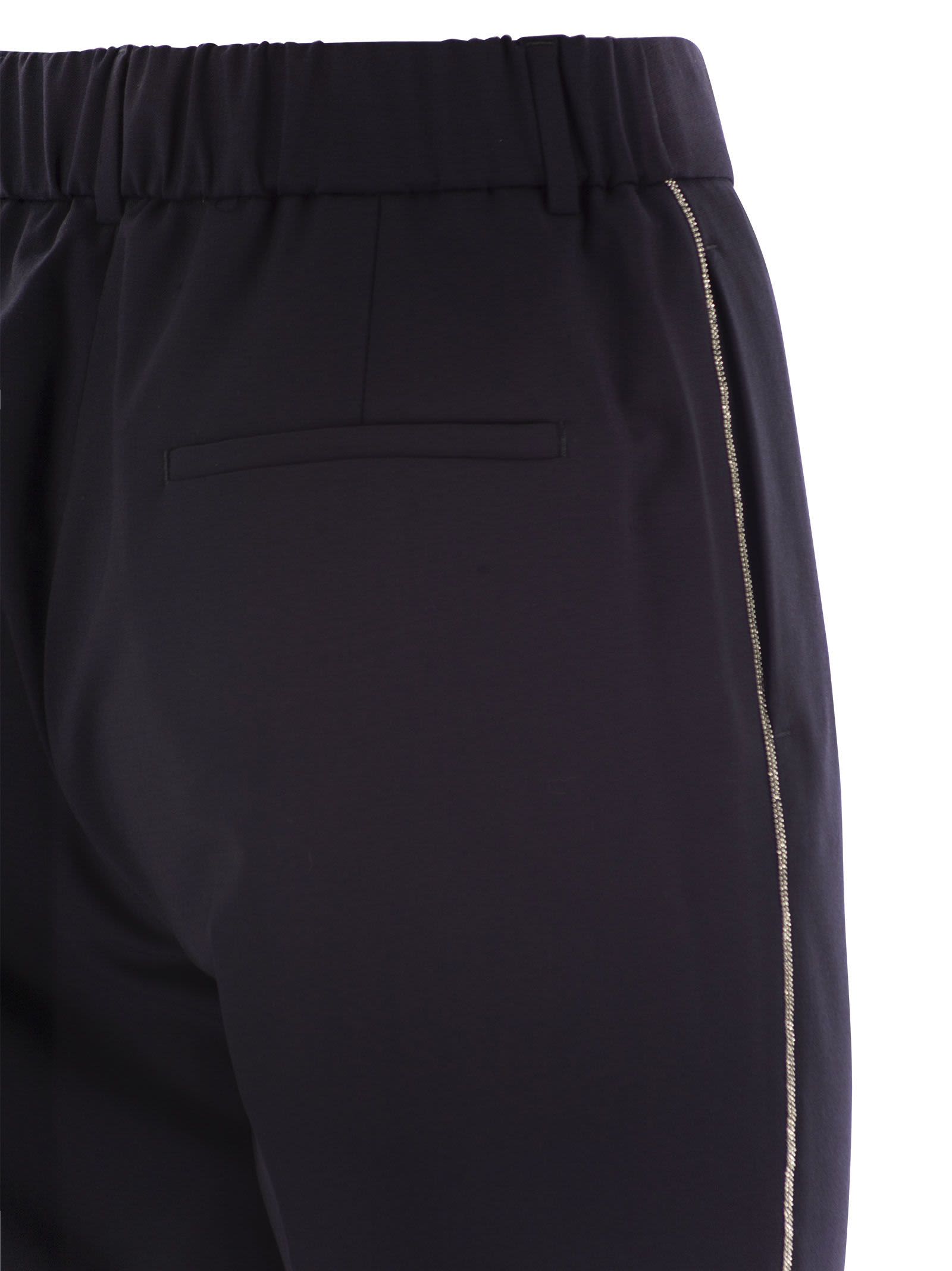Peserico Women Virgin Wool Blend Trousers With Jewellery DestGlow