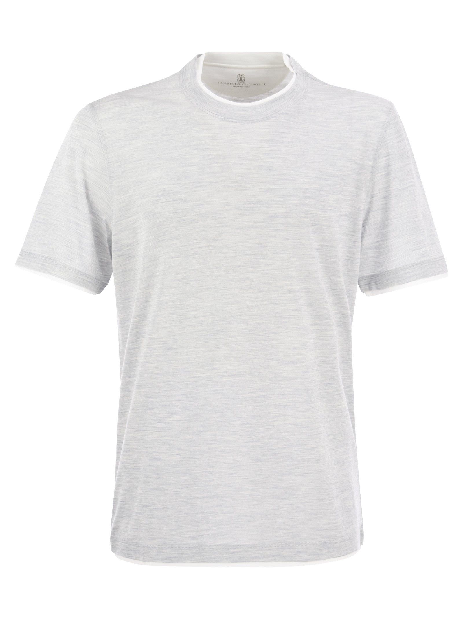 Brunello Cucinelli Men Slim Fit Crew-Neck T-Shirt In Lightweight Cotton Jersey by Luosophy