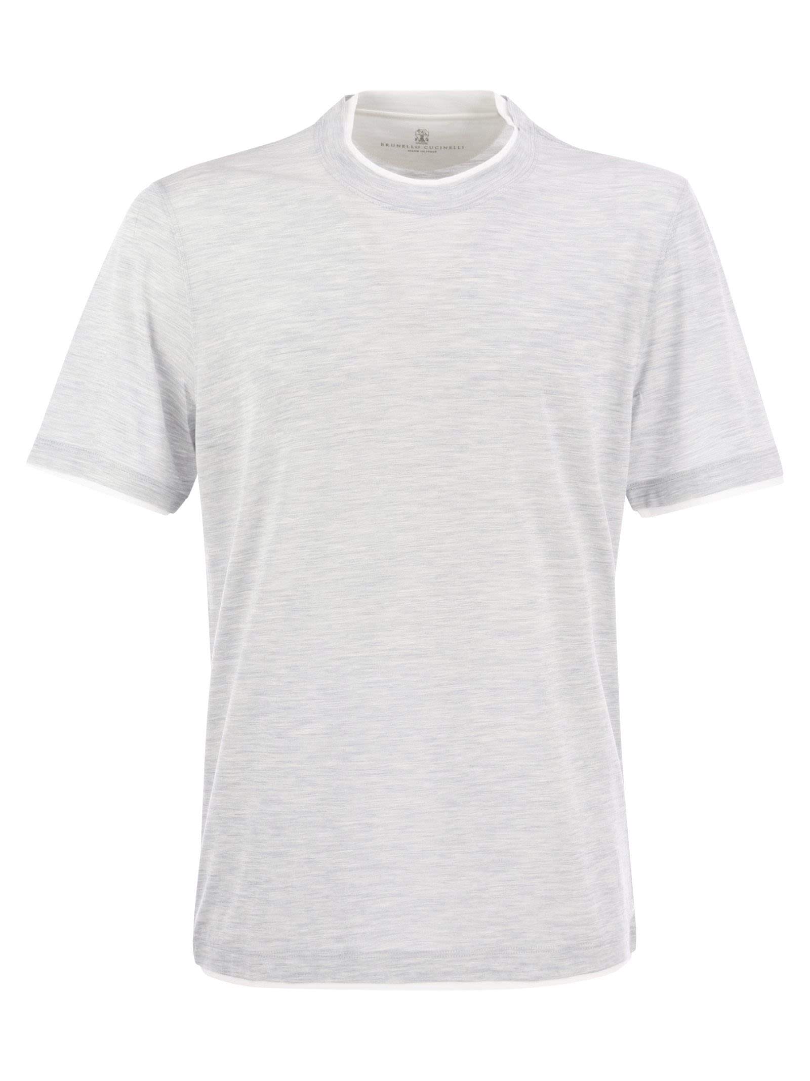 Brunello Cucinelli Men Slim Fit Crew-Neck T-Shirt In Lightweight Cotton Jersey