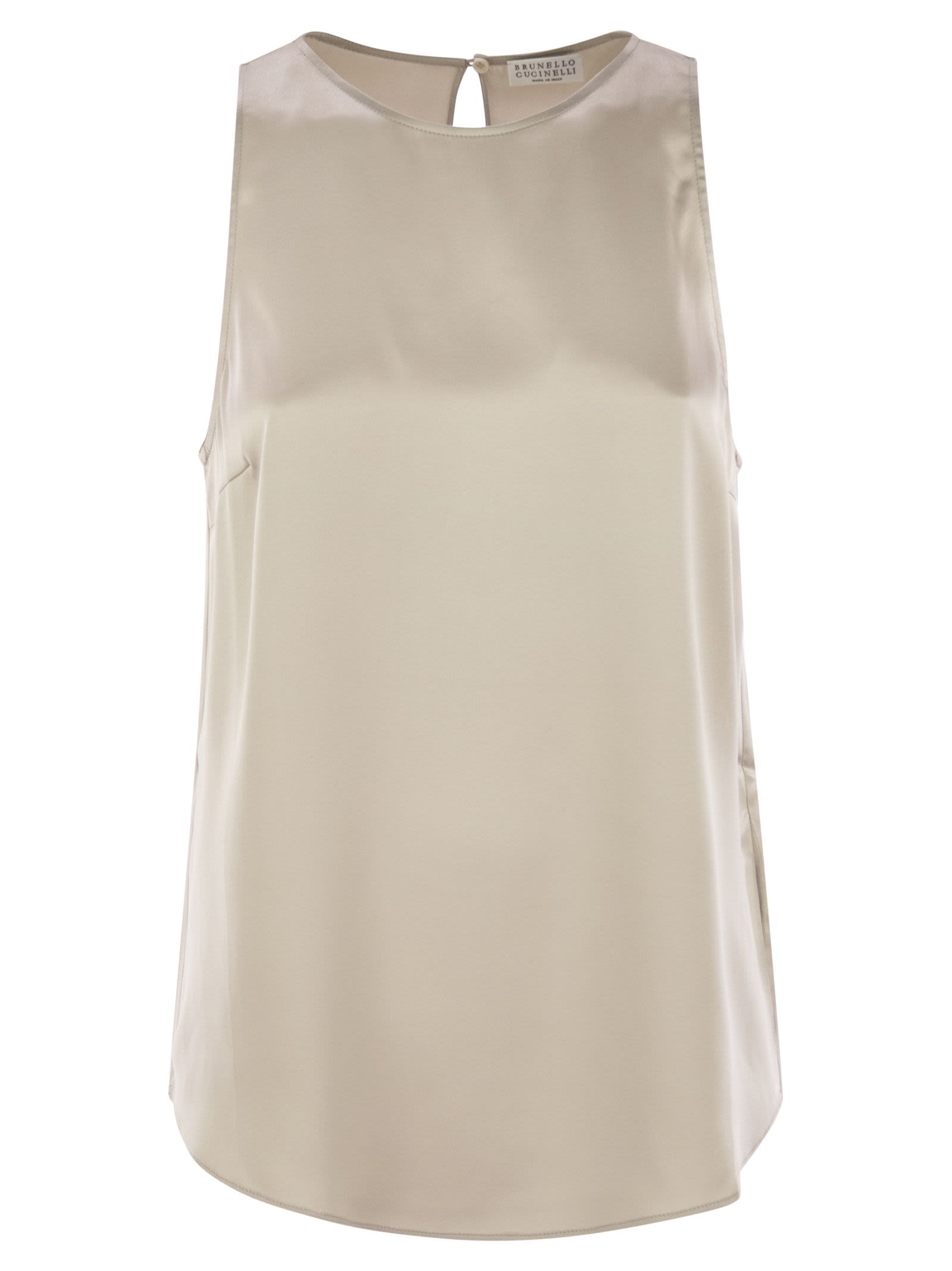 Brunello Cucinelli Women Stretch Silk Satin Top With Jewellery by Luosophy
