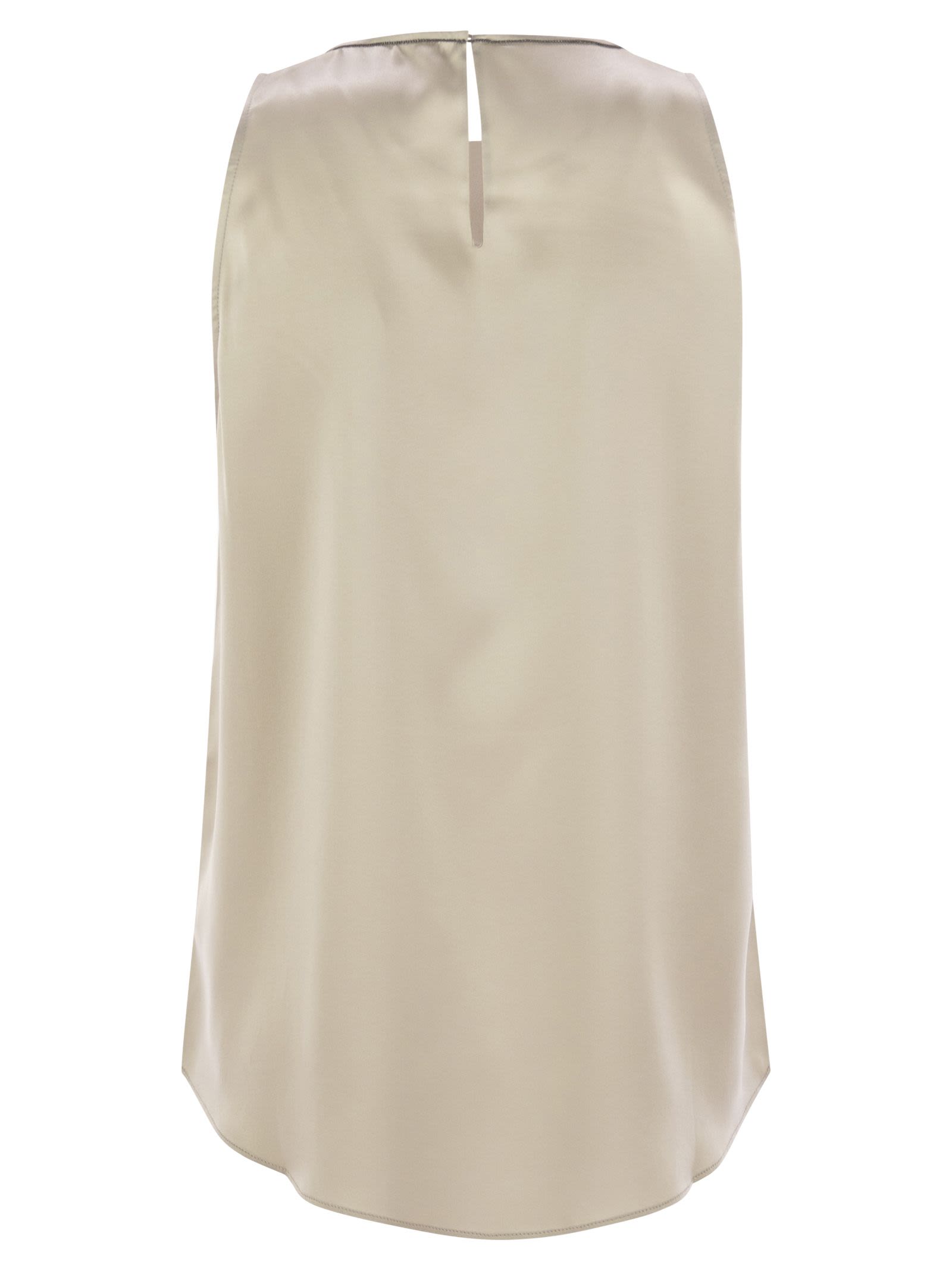 Brunello Cucinelli Women Stretch Silk Satin Top With Jewellery by Luosophy