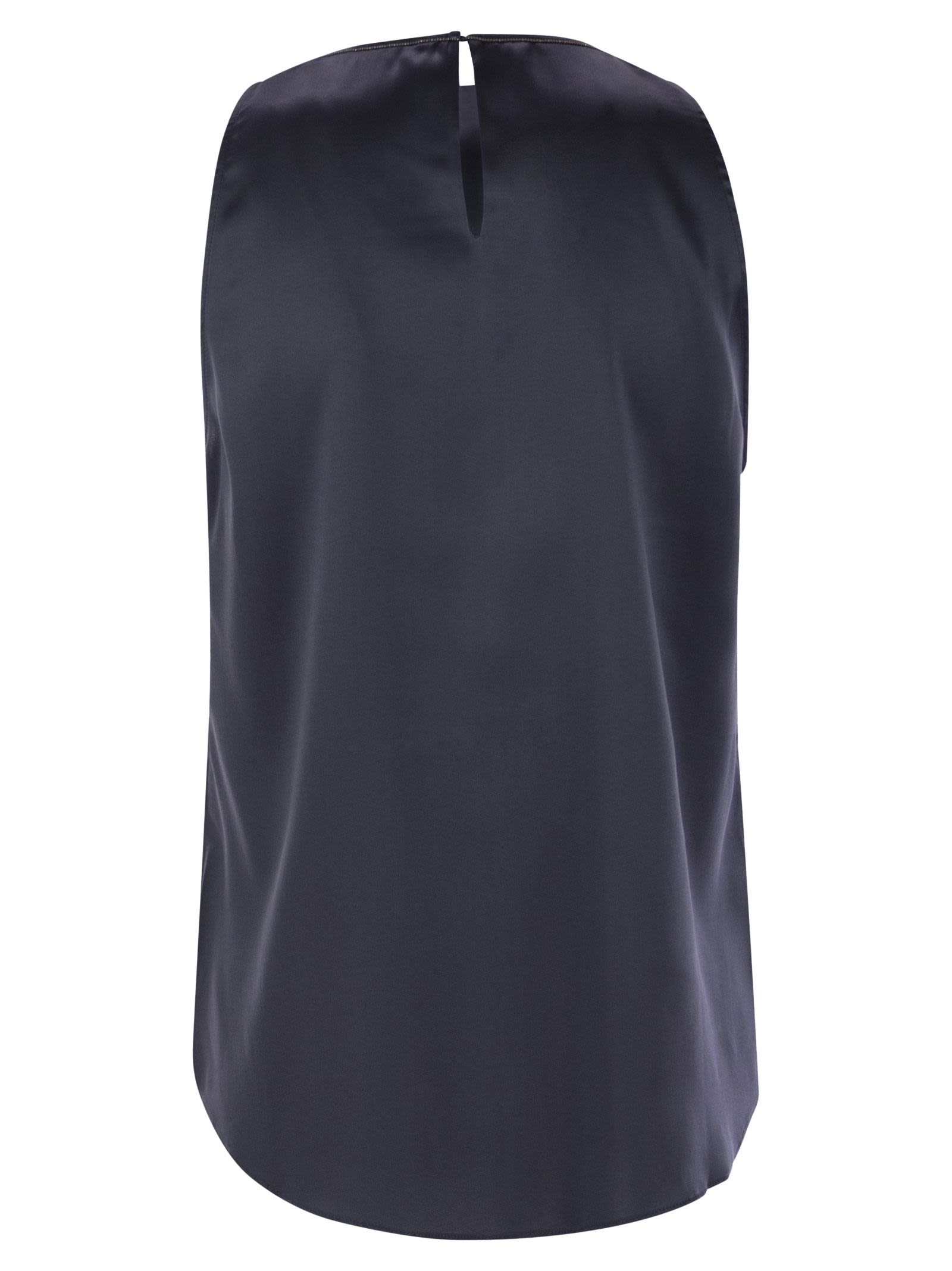 Brunello Cucinelli Women Stretch Silk Satin Top With Jewellery by Luosophy