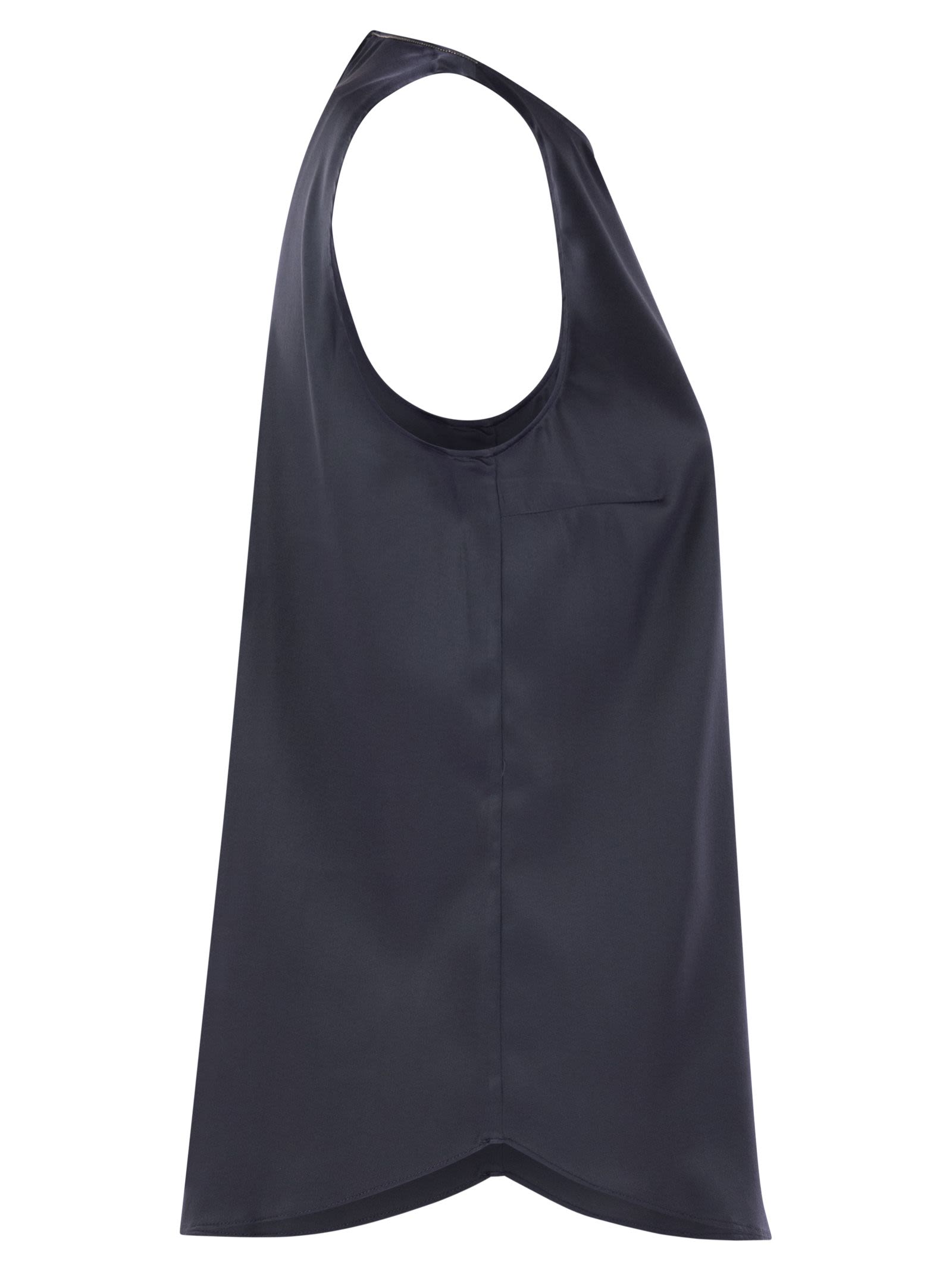 Brunello Cucinelli Women Stretch Silk Satin Top With Jewellery by Luosophy