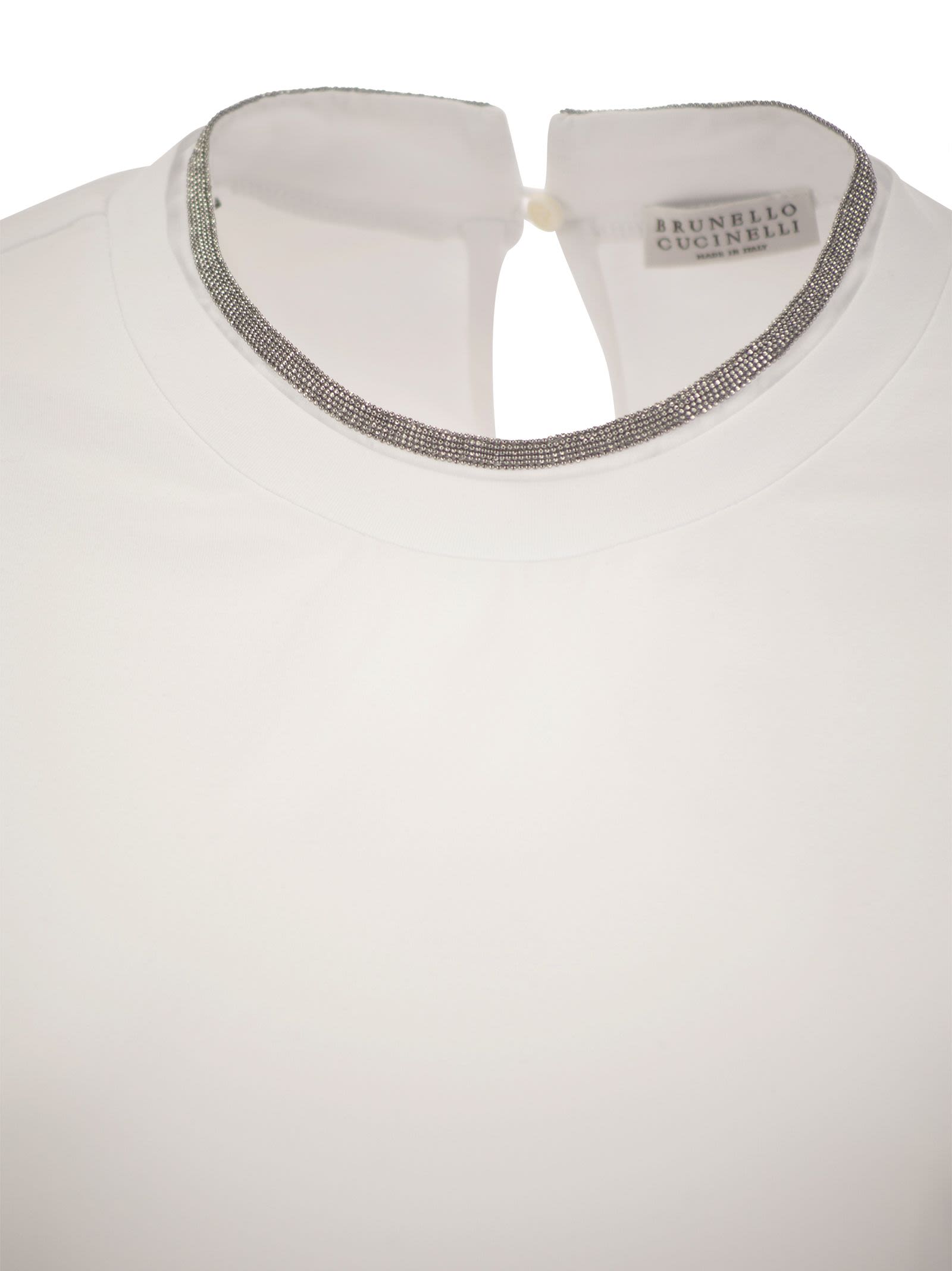Brunello Cucinelli Women Stretch Cotton Jersey T-Shirt With Precious Faux-Layering by Luosophy
